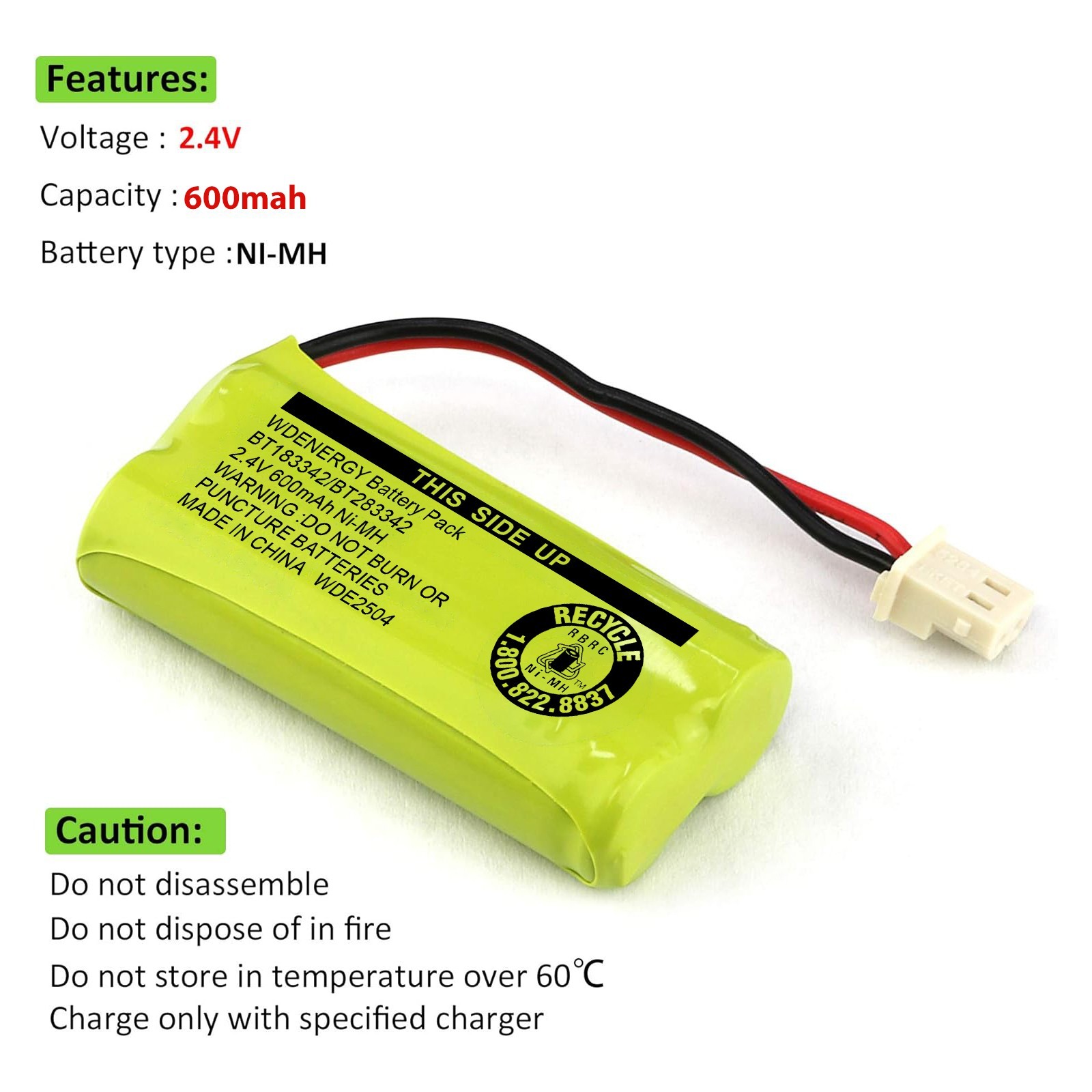 4pcs Battery Pack BT183342 BT283342 BT162342 For Vtech AT&T Home Cordless Phone