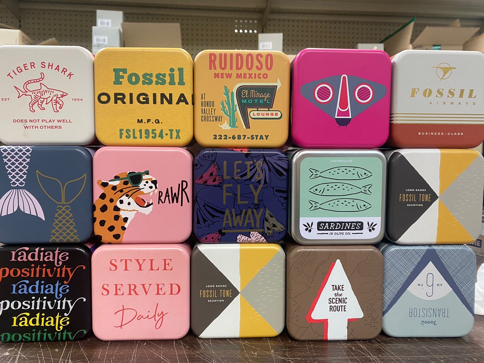 25x Genuine Fossil Watch Metal Tin Display Boxes (Bulk Lot)