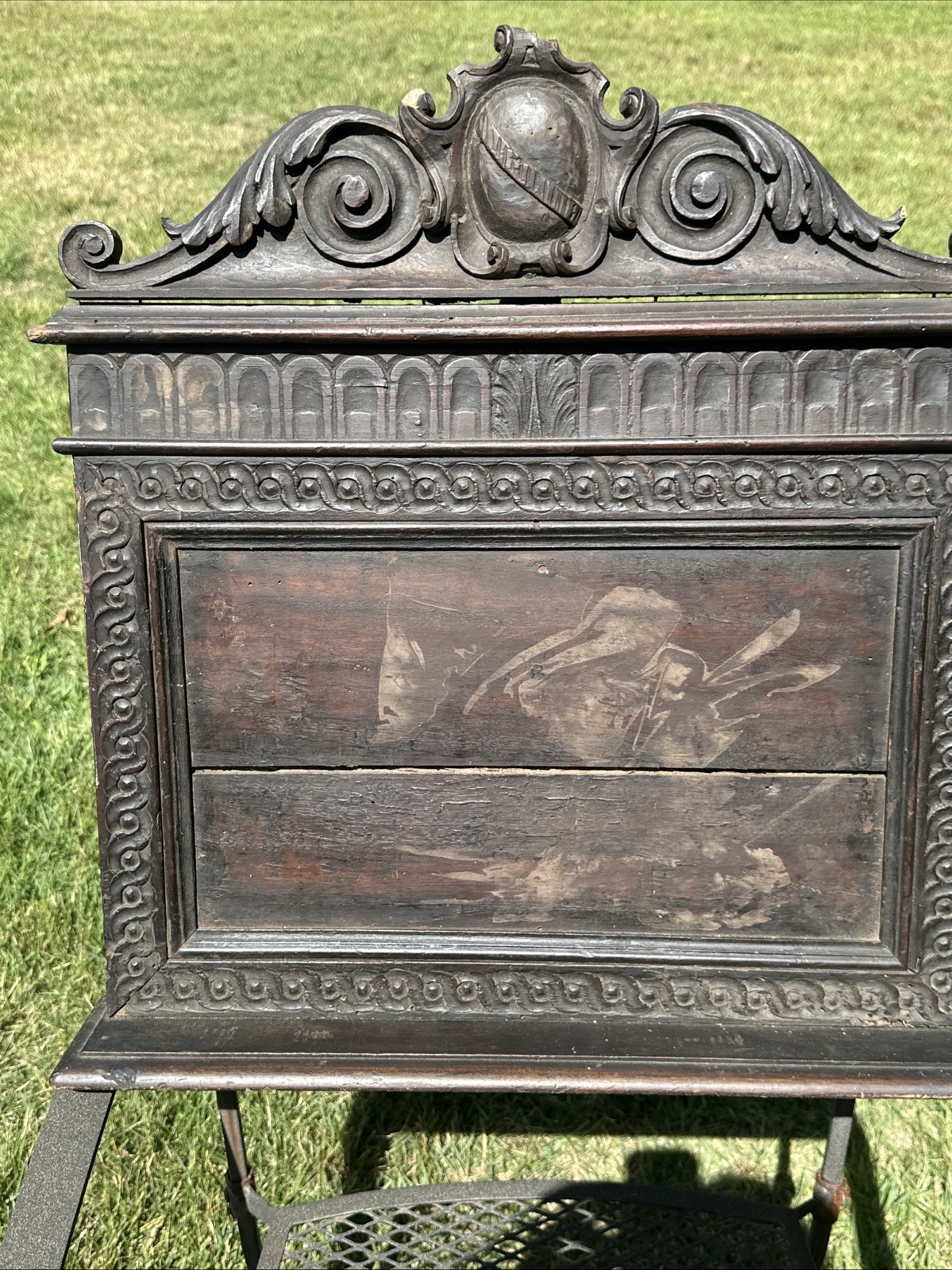 ANTIQUE WOODEN NEOCLASSICAL CARVED BIBLE STAND CARYATID FIGURE~FOLIATE MOTIFS~