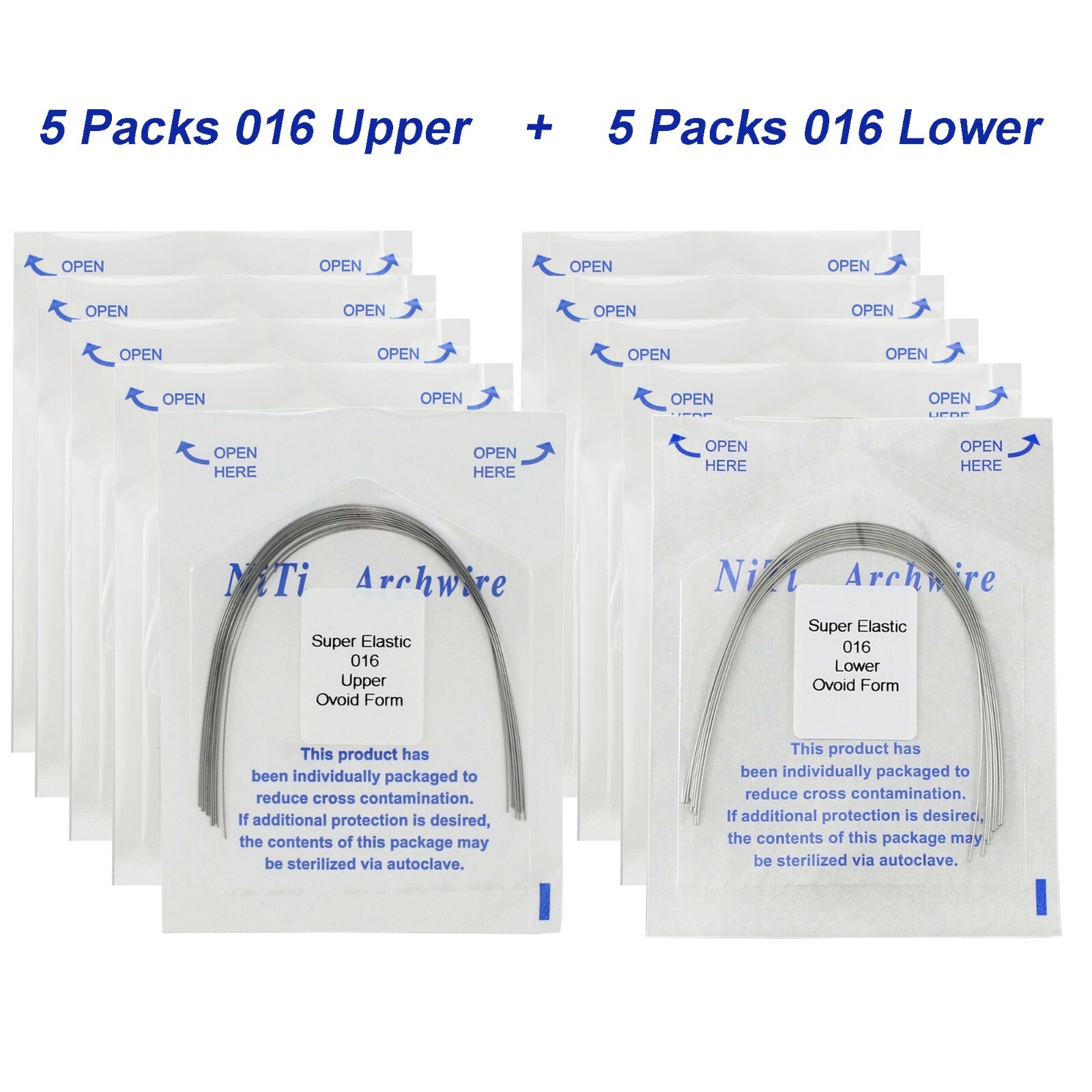 100Pcs Dental Orthodontic Arch Wire NiTi Stainless Steel Ovoid Round Rectangular