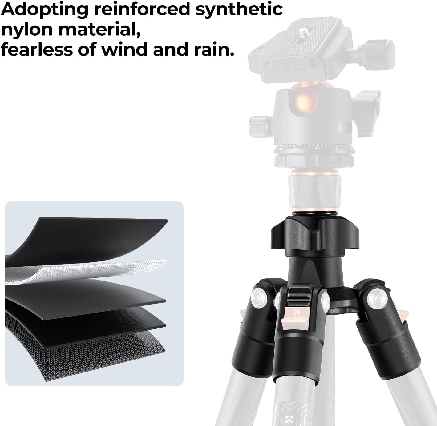 K&F Concept 1.6m Carbon Fiber Lightweight Travel Tripod with 36mm Ball Head DSLR