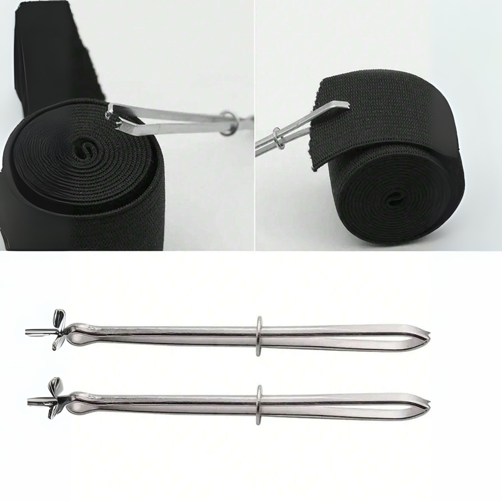 3x Elastic Cord Waistband Threading Tool Stainless Steel Drawstring Threader Set
