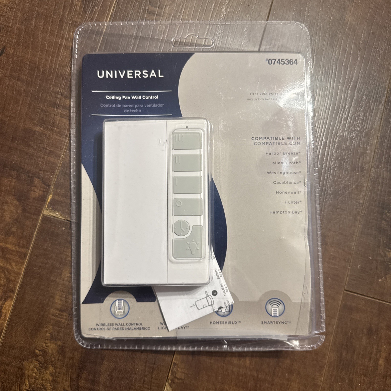 Harbor Breeze 0745364 Wall-Mount Universal 3-Speed Ceiling Fan Control Battery