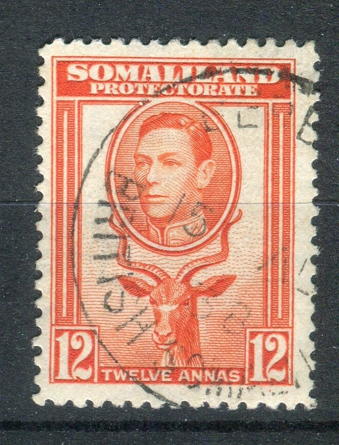 Somaliland SG100 1938 KGVI 12a orange used  (Madam Joseph forgery)