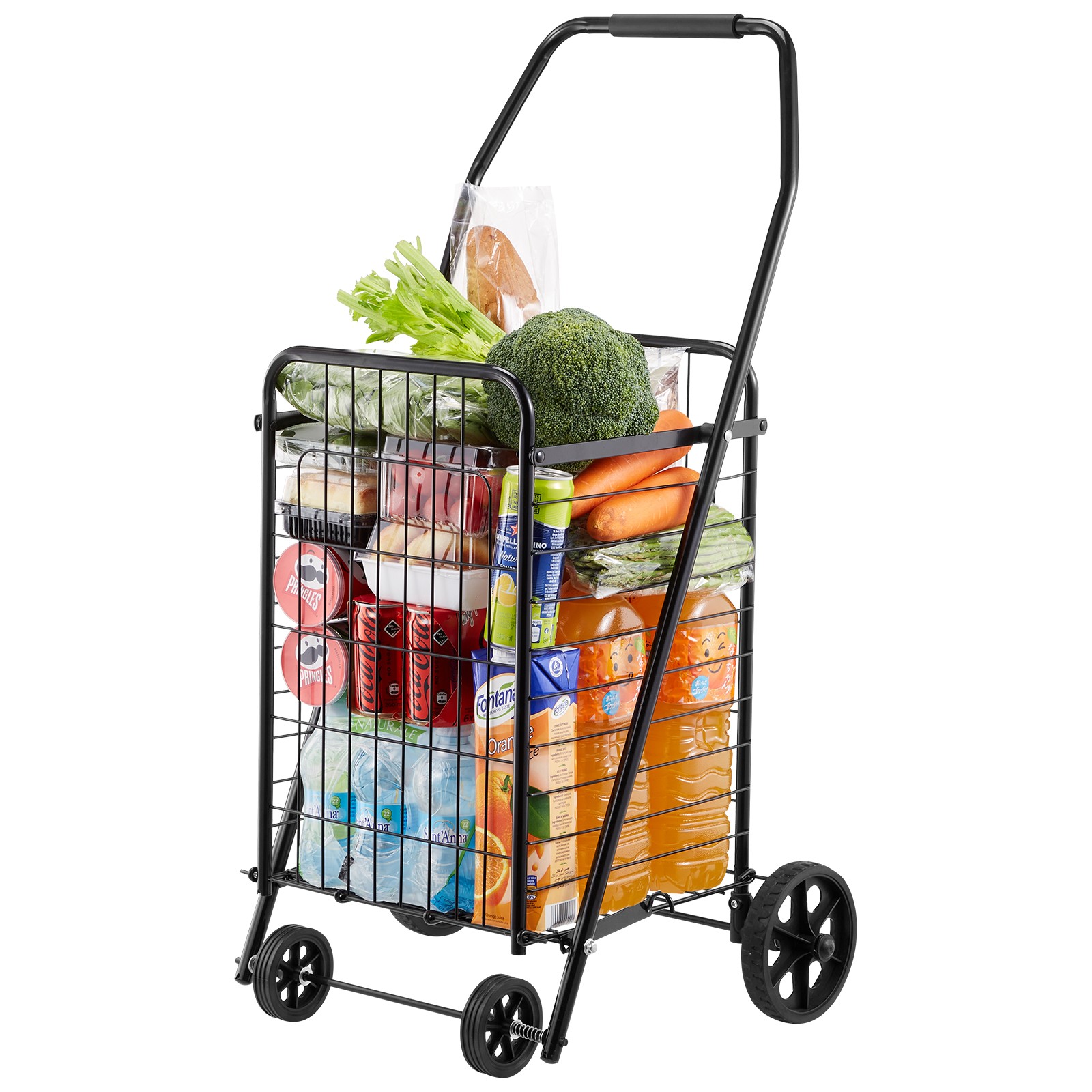 Uimoso Shopping Cart Folding Grocery Utility Cart with Swivel Wheels 90 LBS