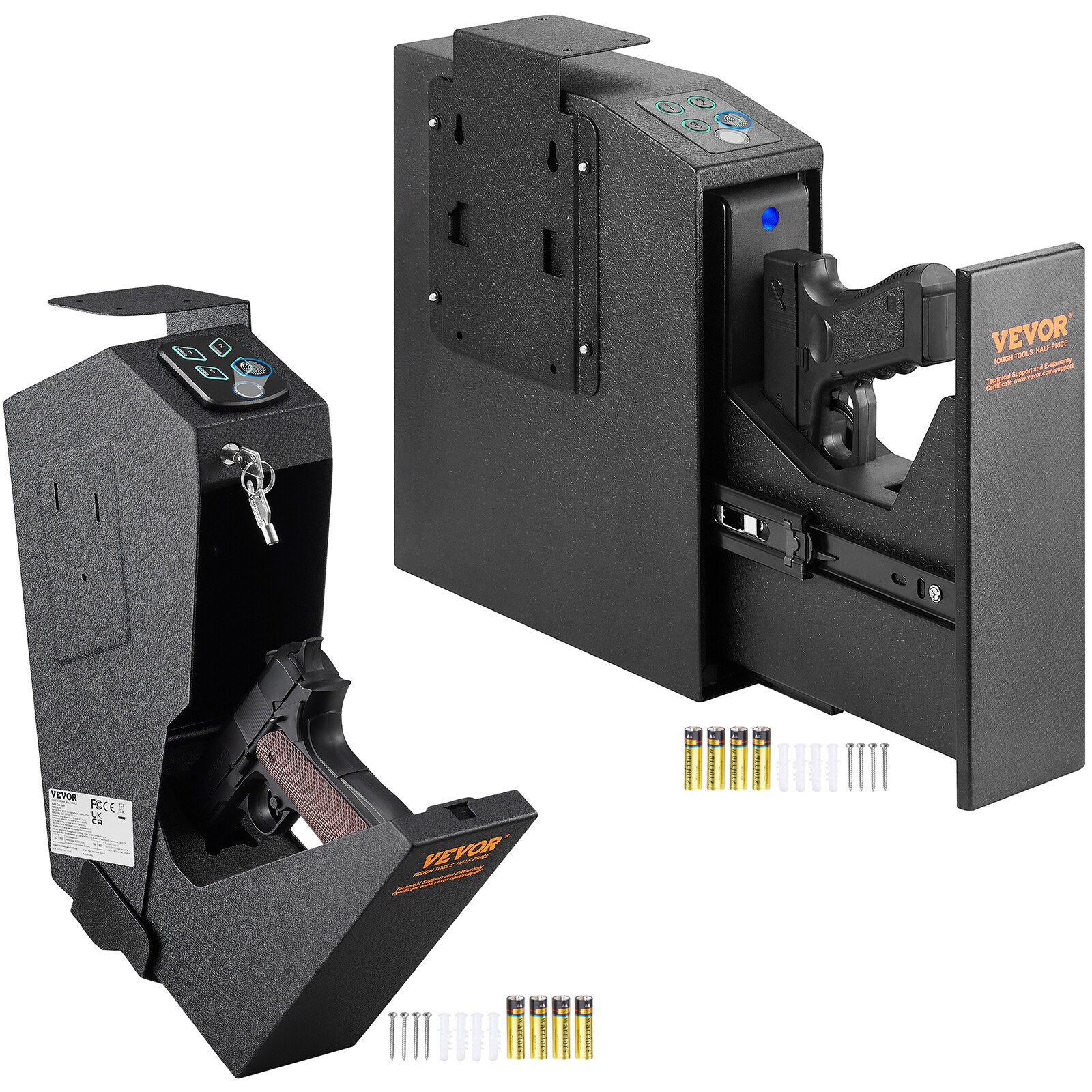 VEVOR Mounted Gun Safe for Pistols Biometric Gun Safe 3 Access Ways for 1 Pistol