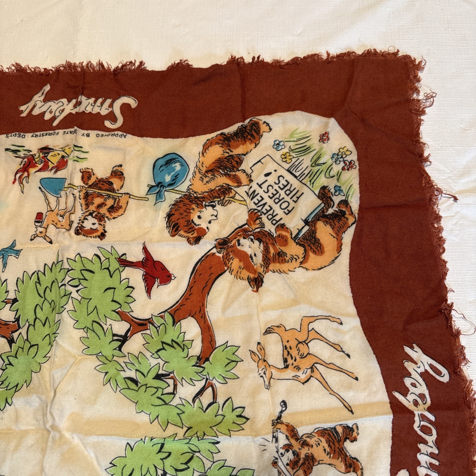 VTG 1940s-50s US Dept Agriculture SMOKEY THE BEAR Forestry Department SCARF-HTF