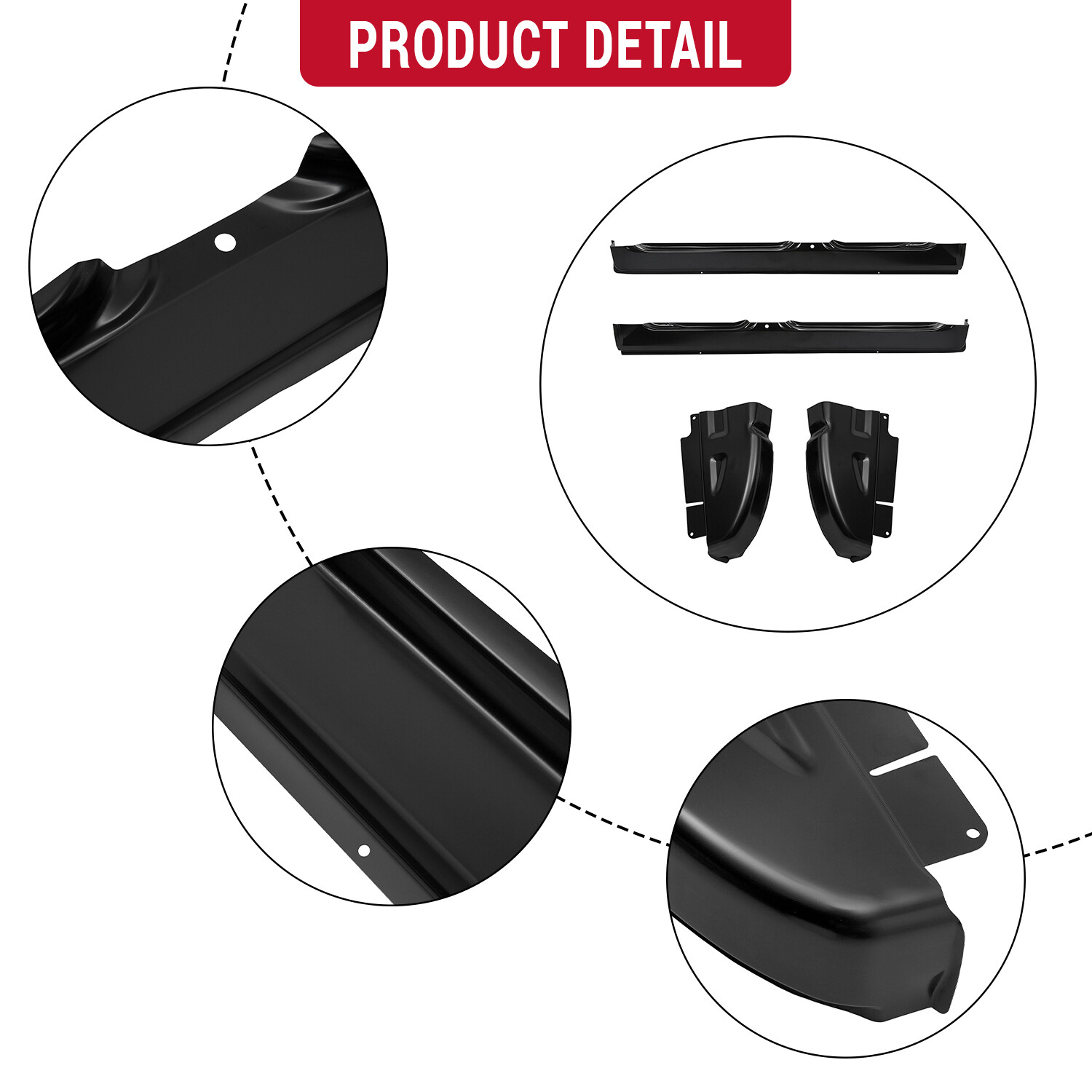 Pair Rocker Panels & Cab Corners For 2002-2008 Dodge Ram Quad Cab 1500 2500 3500