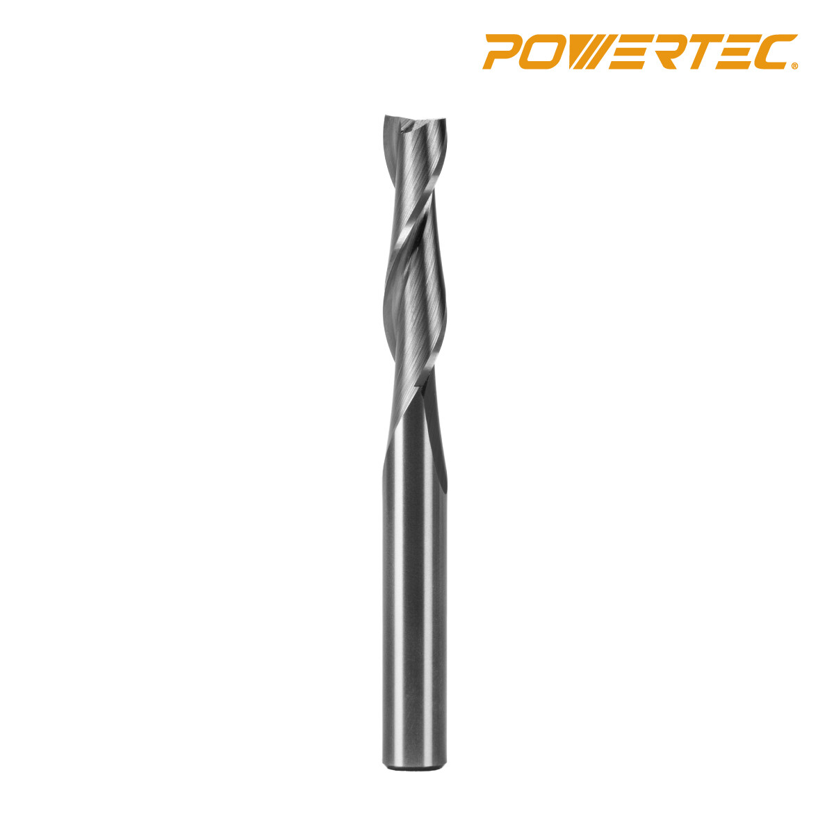 POWERTEC Solid Carbide Router Bit w/ Spiral Up Cut, 1/4" Shank x 1/4 Dia (73002)