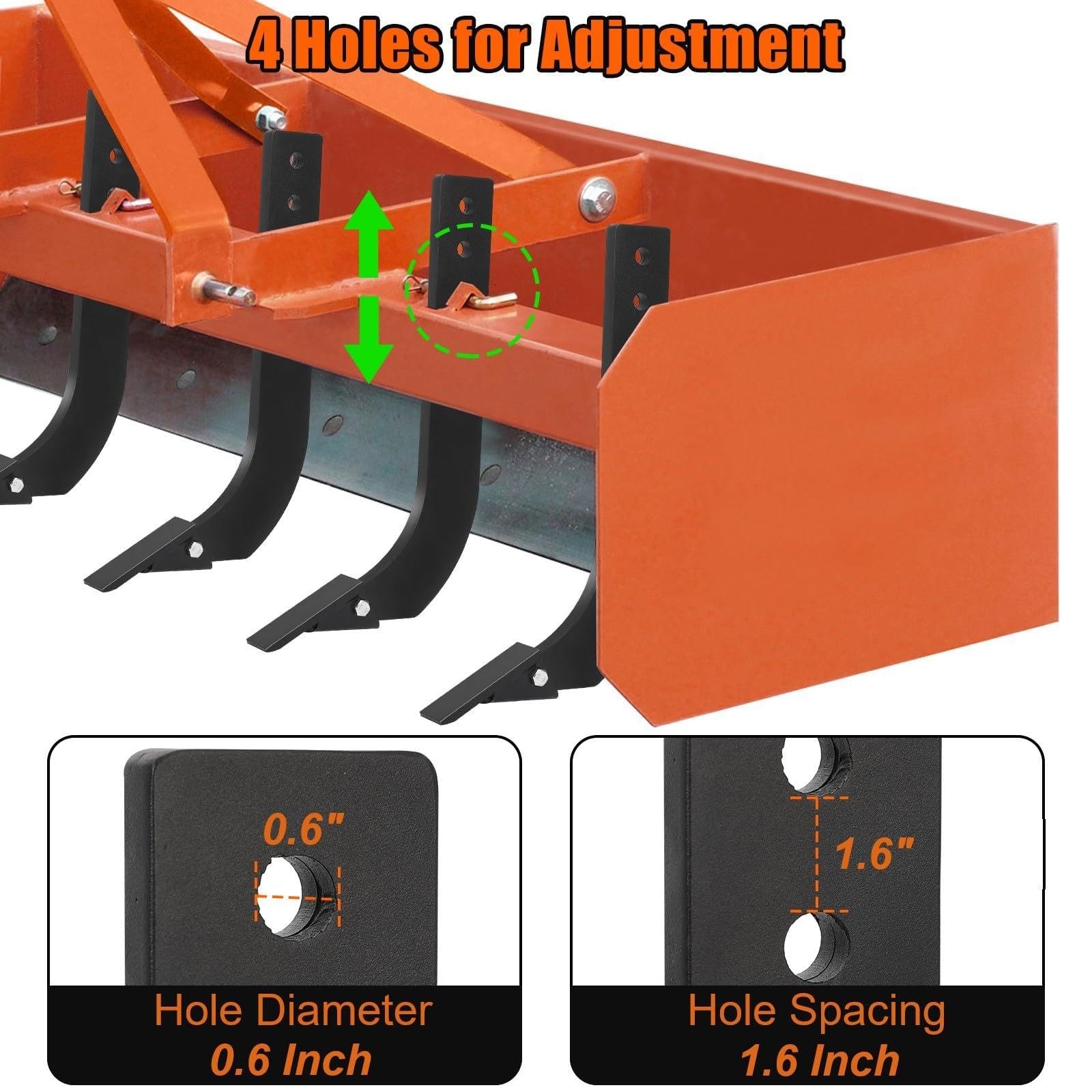 18'' Box Blade Shank Scarifier Shanks Adjustable 4 Holes Box Scraper Shank 5pcs