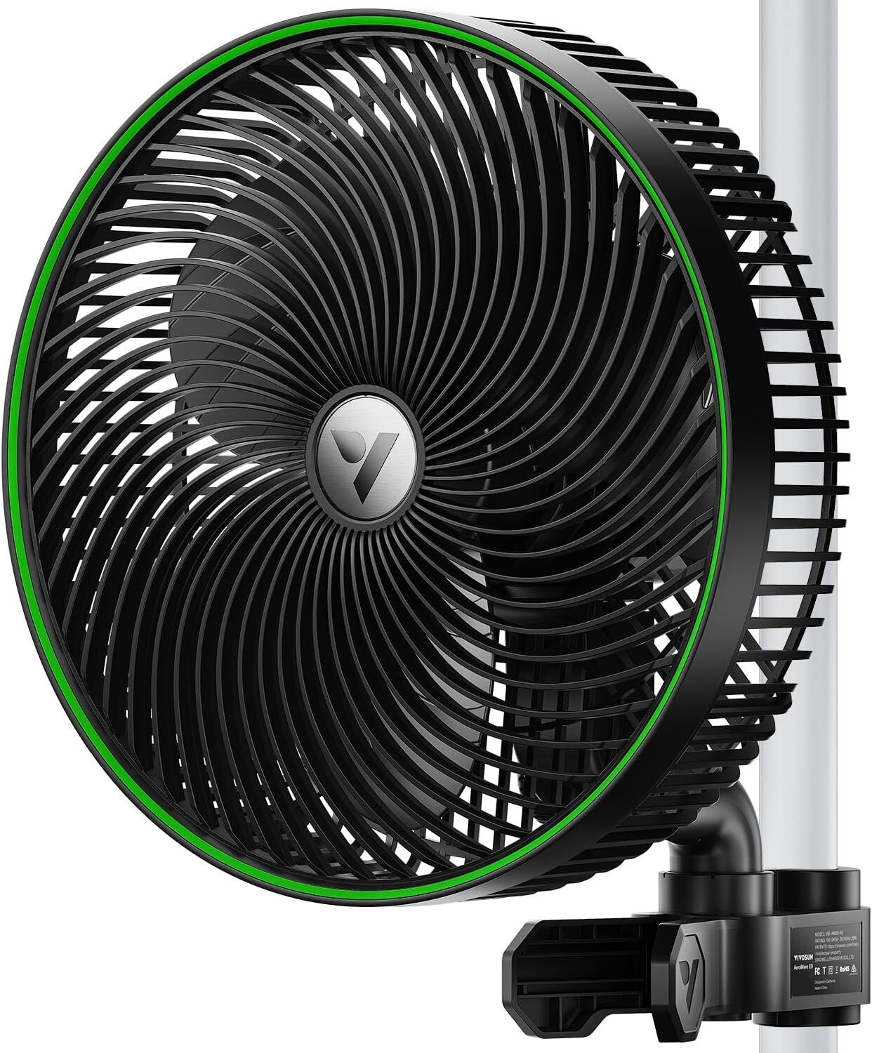 AeroWave E9 Clip-on Fan,EC Motor, Auto Oscillation Fan,Air Circulator,Black
