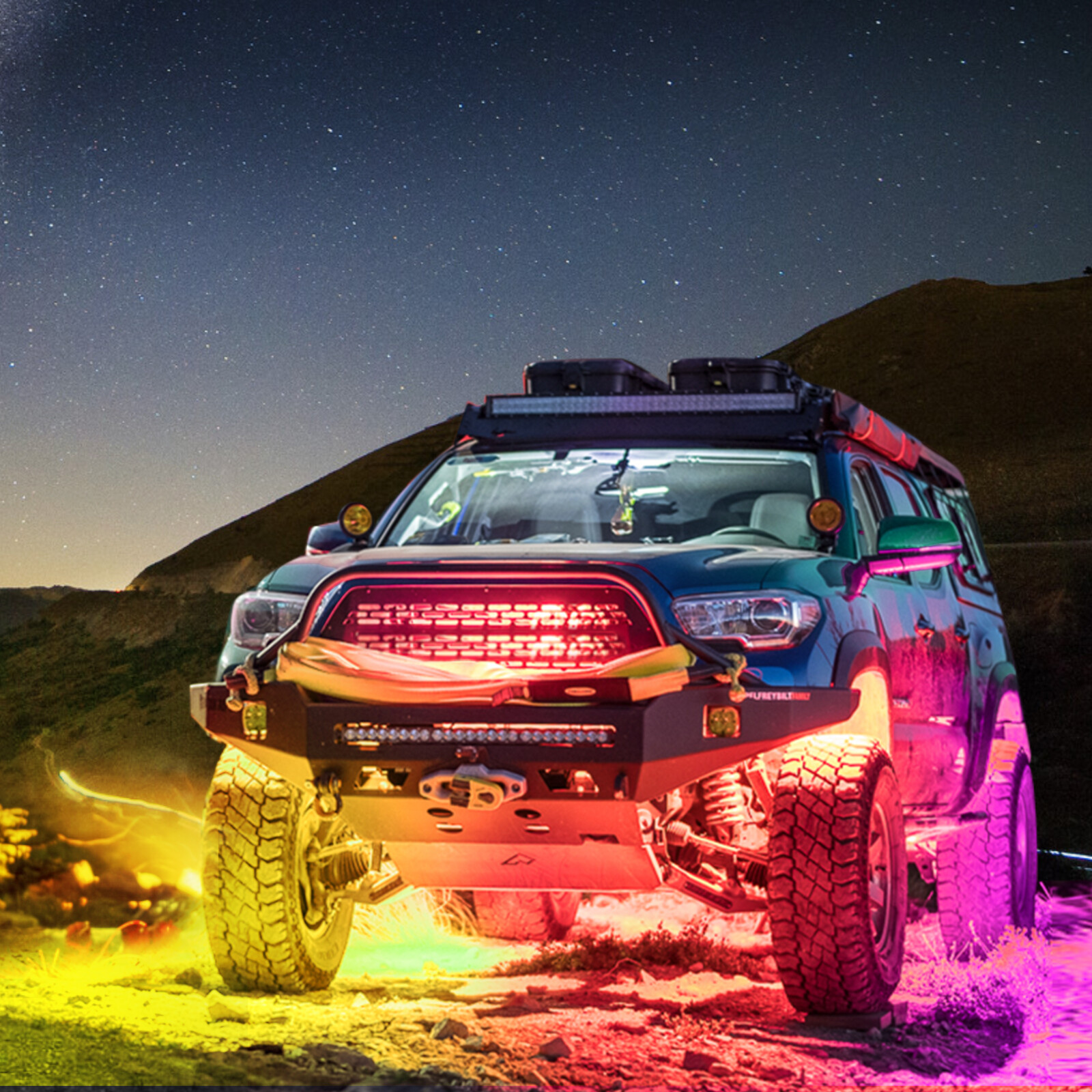 MICTUNING 8 Pods RGB+IC Chasing LED Rock Lights - Underglow Neon Light Kit Truck