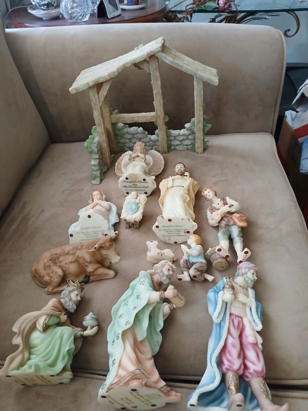 Vintage Roman Seraphim Classics Heaven on Earth Nativity Set 11 Figures & Stable