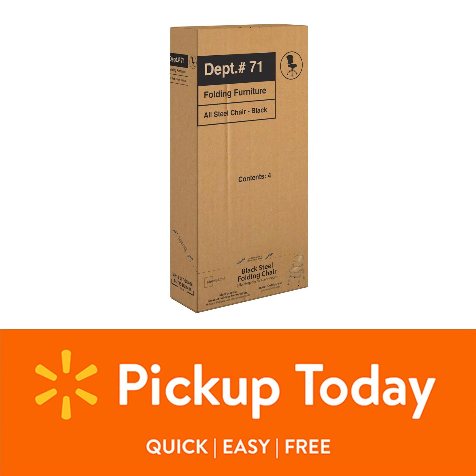 All-Steel Metal Folding Chair, Double Braced, Black