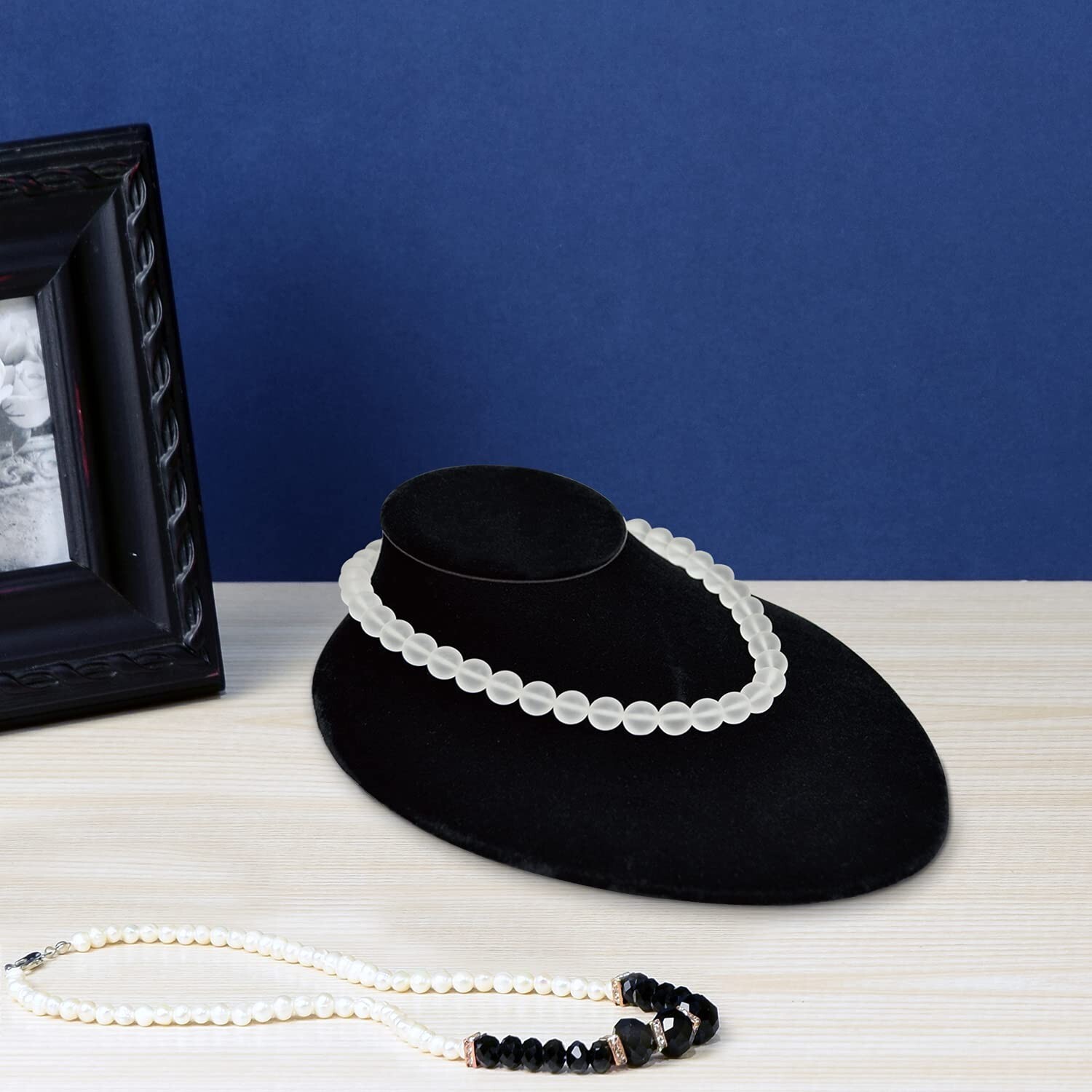 BLACK VELVET Large Bust Narrow Necklace Chain Bracelet Jewelry Holder Display