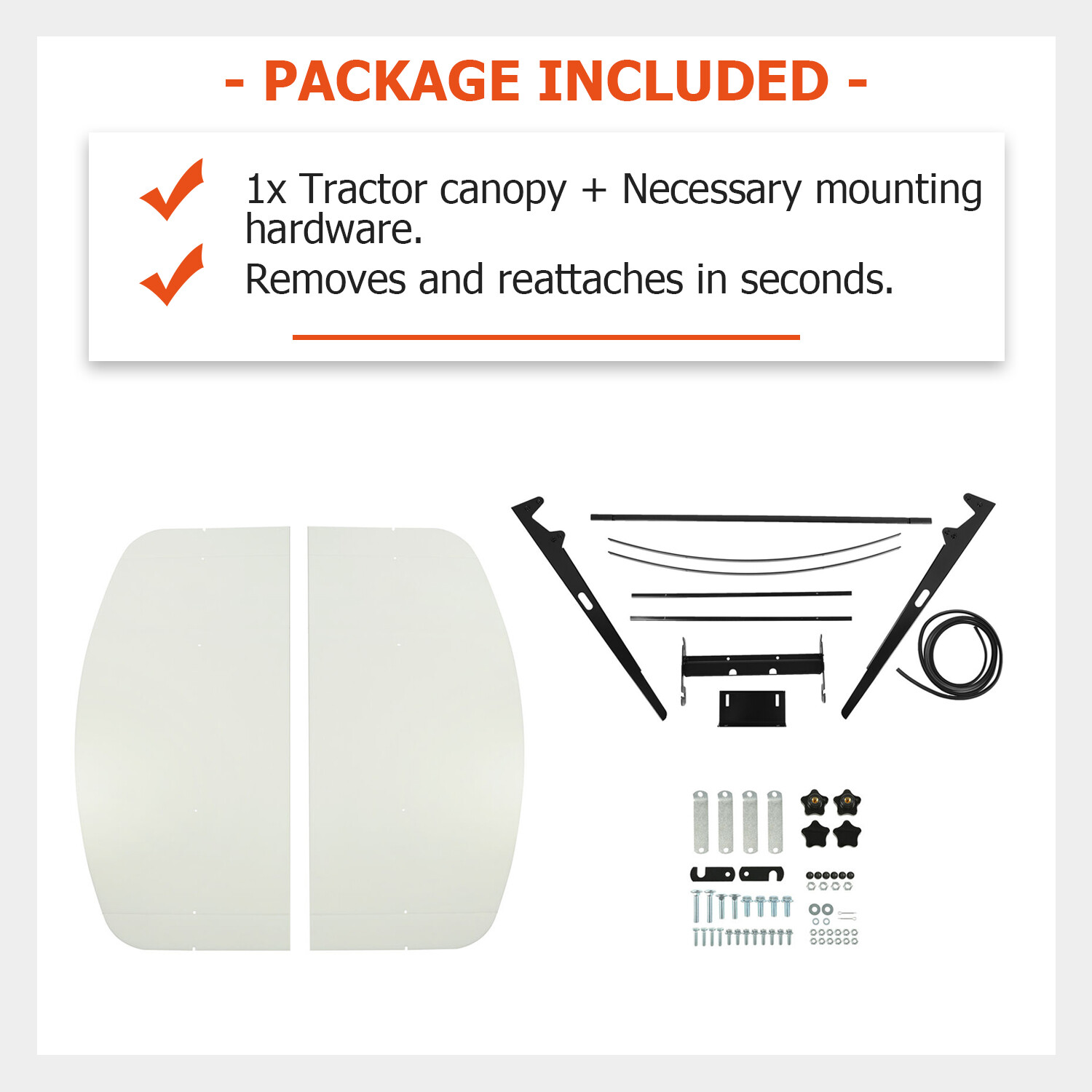 Tuff Top Tractor & Mower Canopy 48" X 52" For 2" x 2" or 2" x 3" ROPS -White