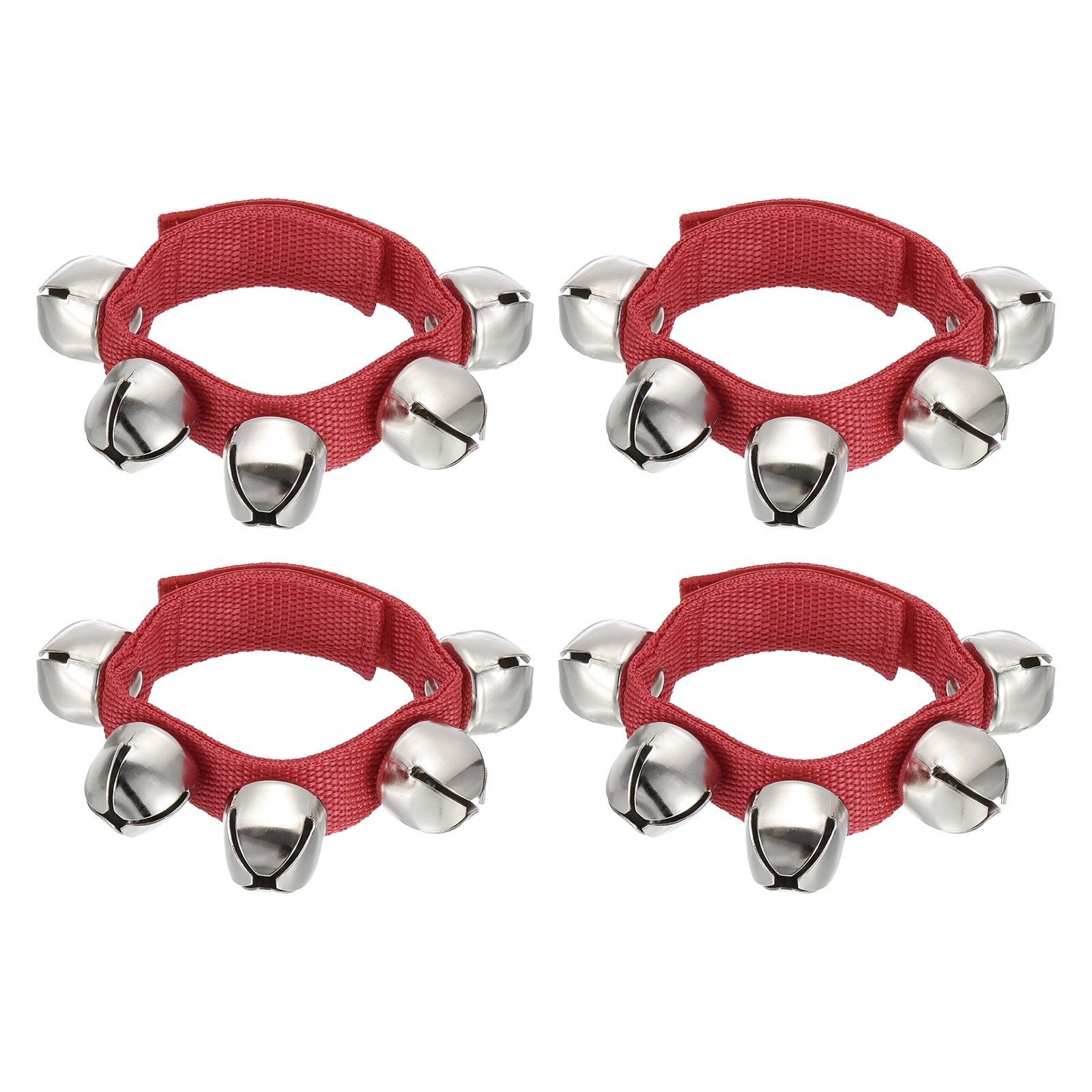4 Pcs Wrist Bells 11in Ankle Bells Jingle Bells with 5 Silvery Bells Red