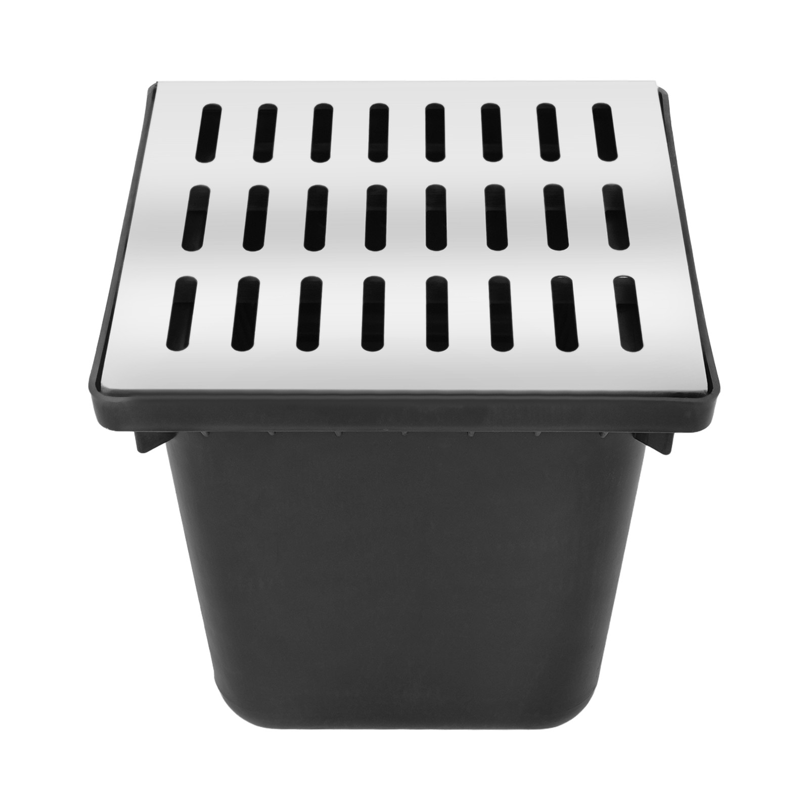 16 in. Square Catch Basin Kit with Silver Grate French Drain Basin for Drainage