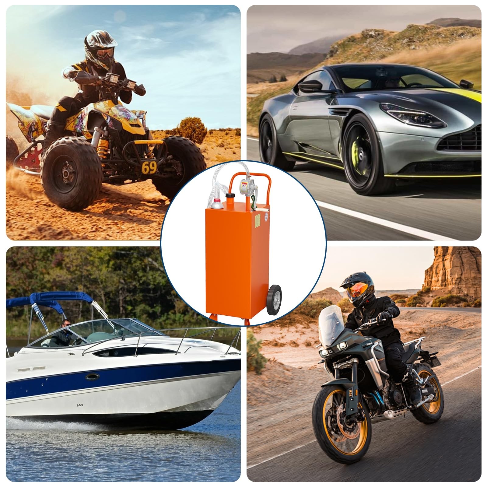 30/35/40/50 Gallon Fuel Caddy Fuel Storage Tank w/ Manual Transfer Pump & Wheels