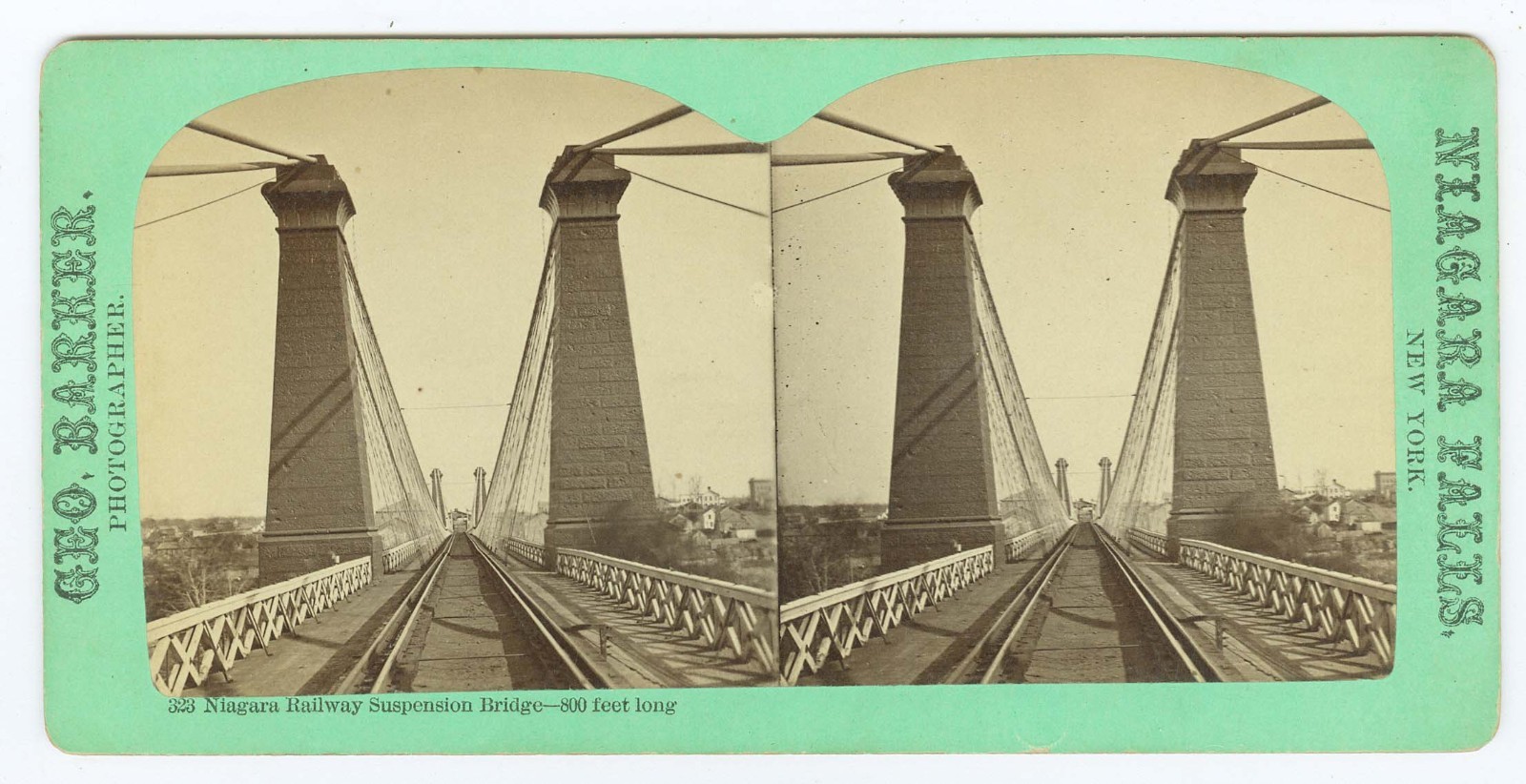 G2211~ NIAGARA Suspension Bridge – Great 3D 1870s Stereoview - Barker