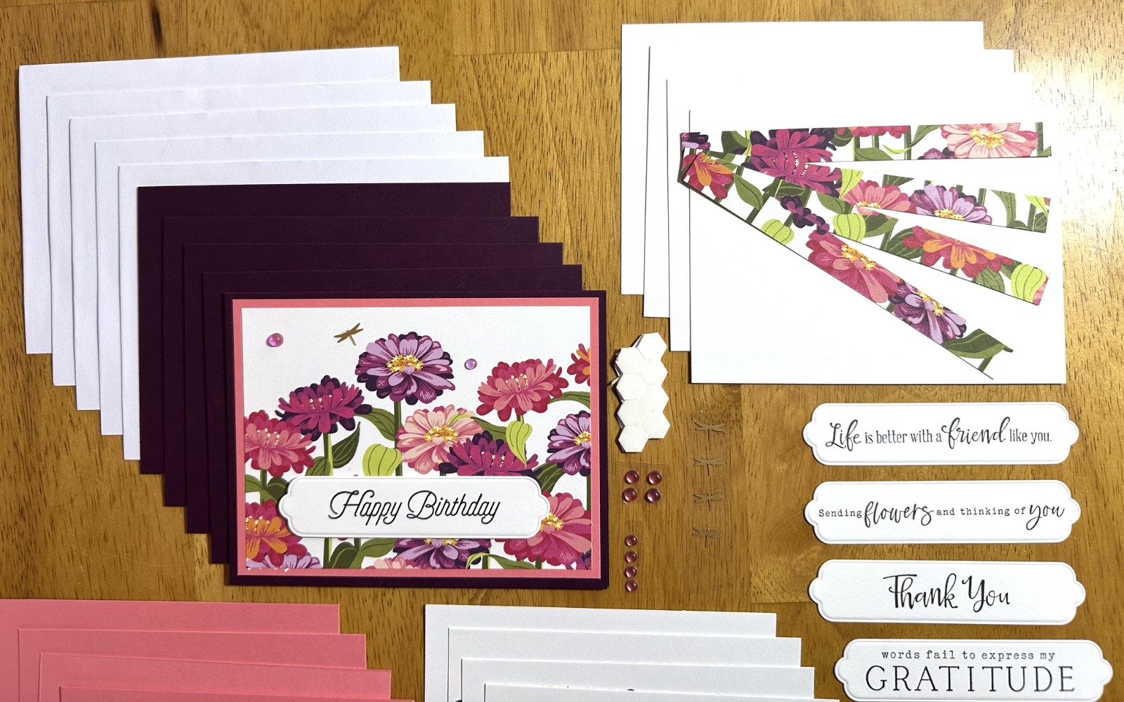 Stampin’ Up! Zinnias Sentiment Variety Card Kit-Set of 5, DSP, Dragonflies, Dots