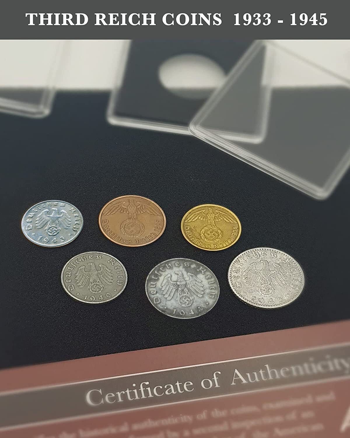 IMPACTO COLECCIONABLES - 6 WWII German Coins (1936-1945) | Third Reich COA Set