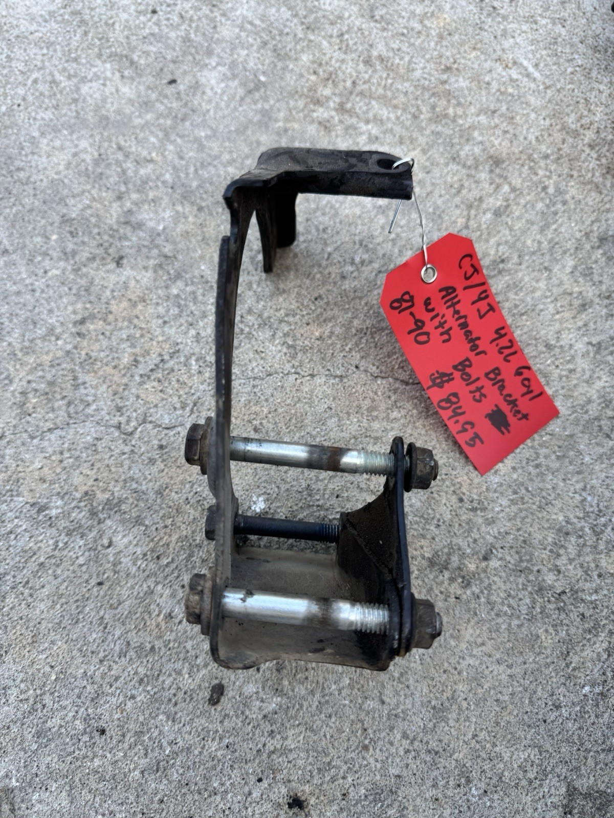 81-90 Jeep Wrangler CJ/YJ 4.2L 6cyl Alternator Bracket W/ Bolts OEM