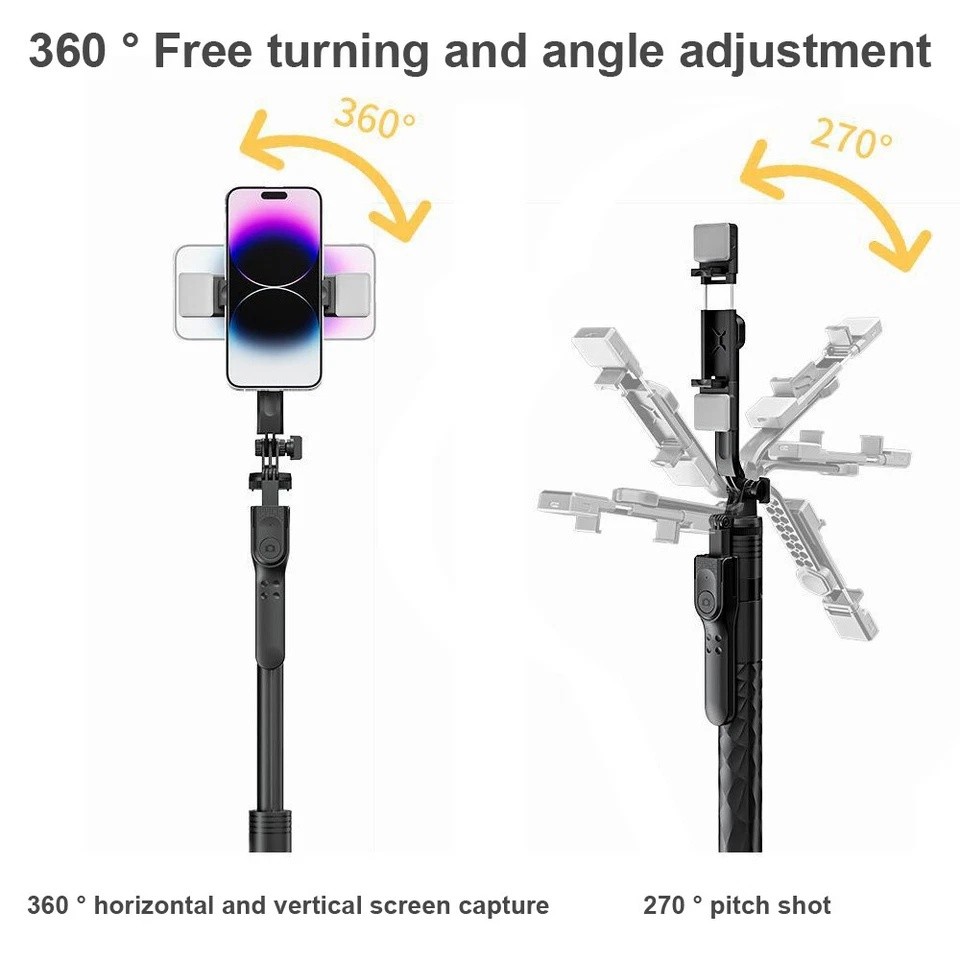 68" Professional Remote Selfie Stick With Cell Phone Holder Camera Tripod Stand