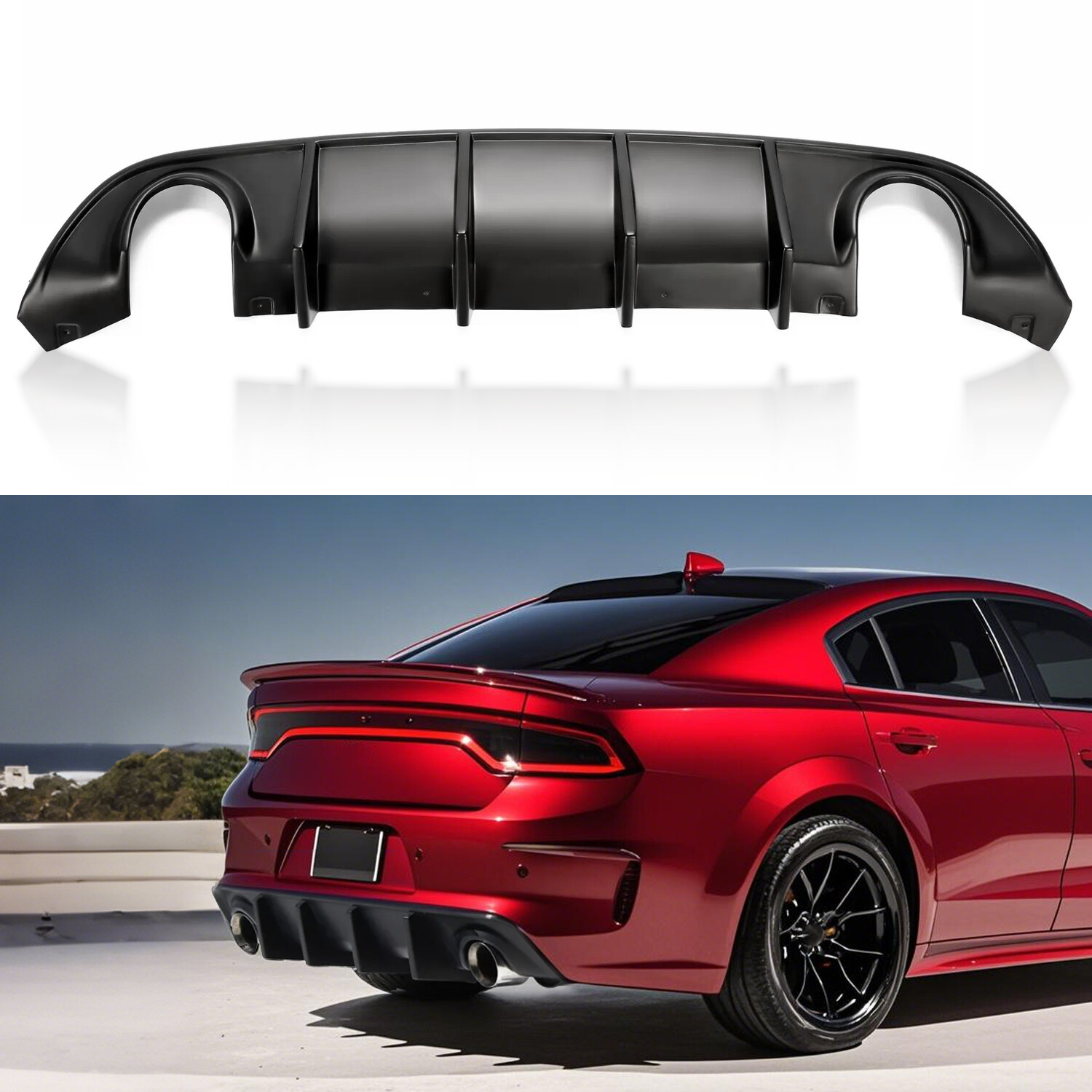 For Dodge Charger SRT Sedan 2015-2023 Rear Diffuser Bumper Lower Valance Lip