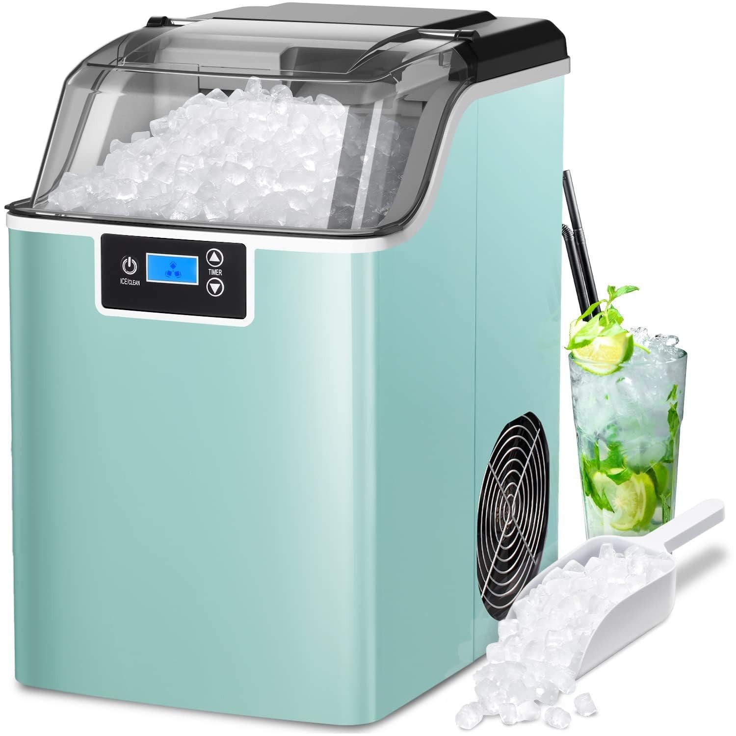Nugget Ice Maker Countertop Machine Pellet Ice Portable Self-Cleaning 44LBS/24H