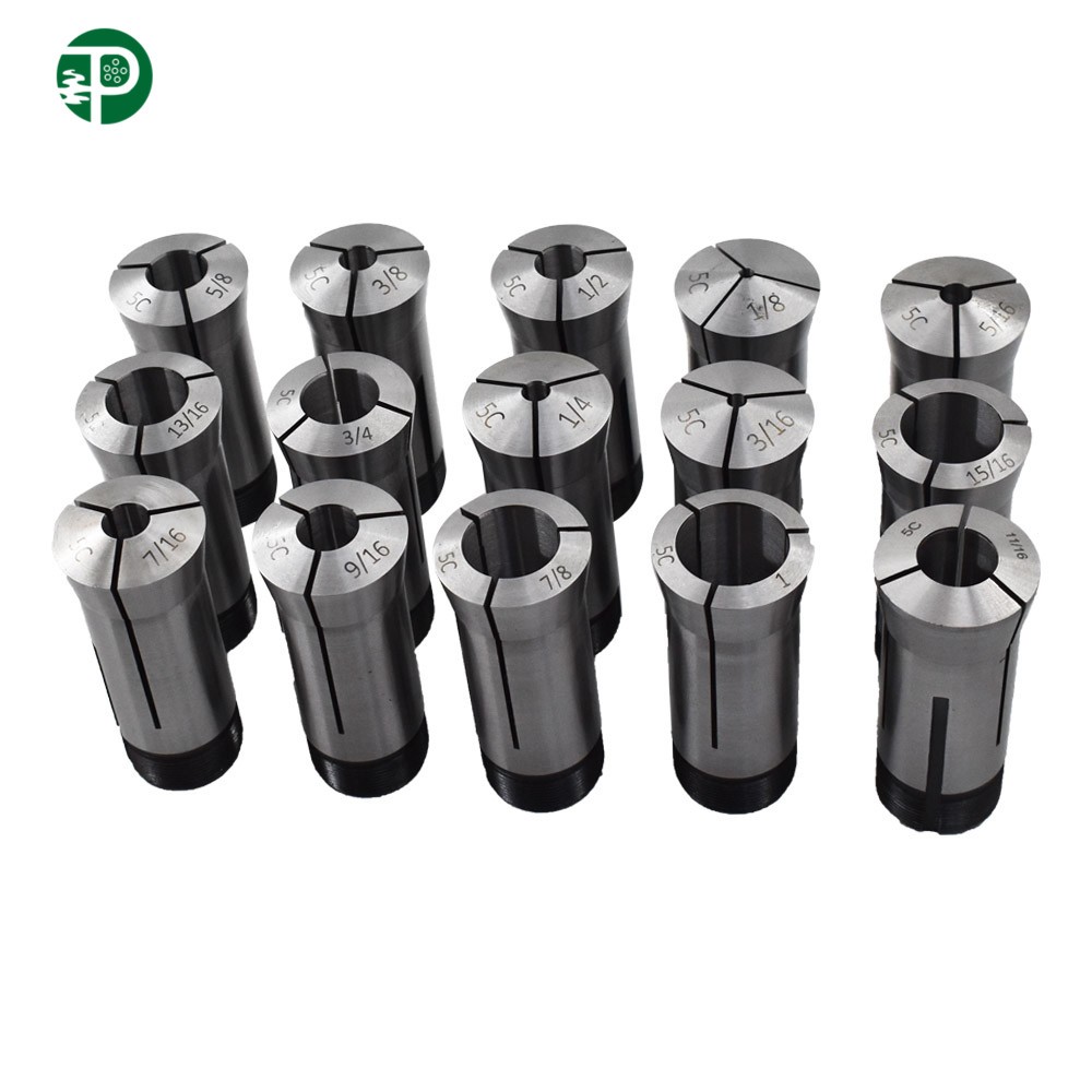 15 Pcs 5C Round Collet Set Fractional 1/8" to 1" High Precision Lathe