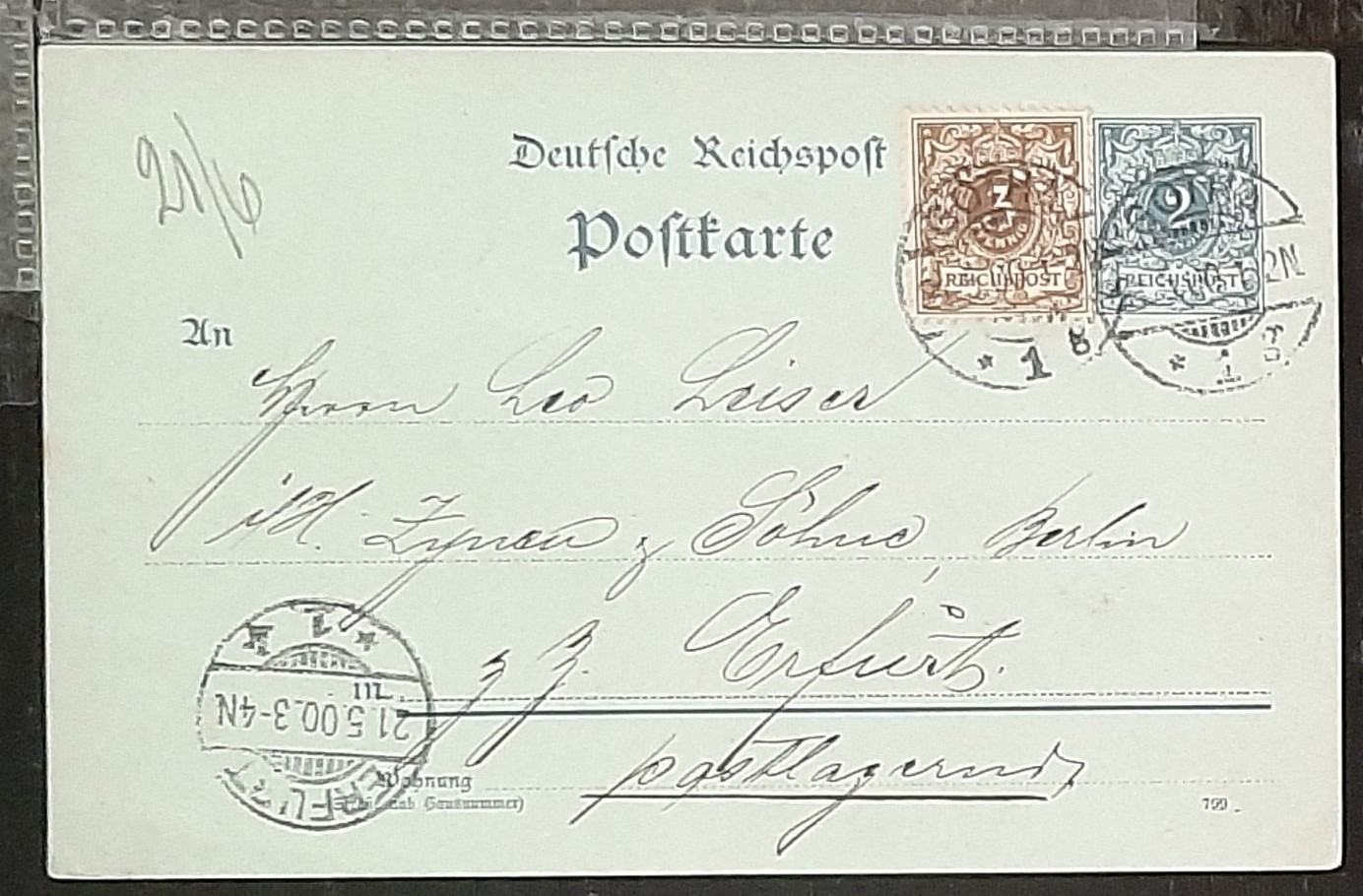 y(GER-866) GERMANY 1900 REICHPOST 2pf postal postcard used (3) different cards