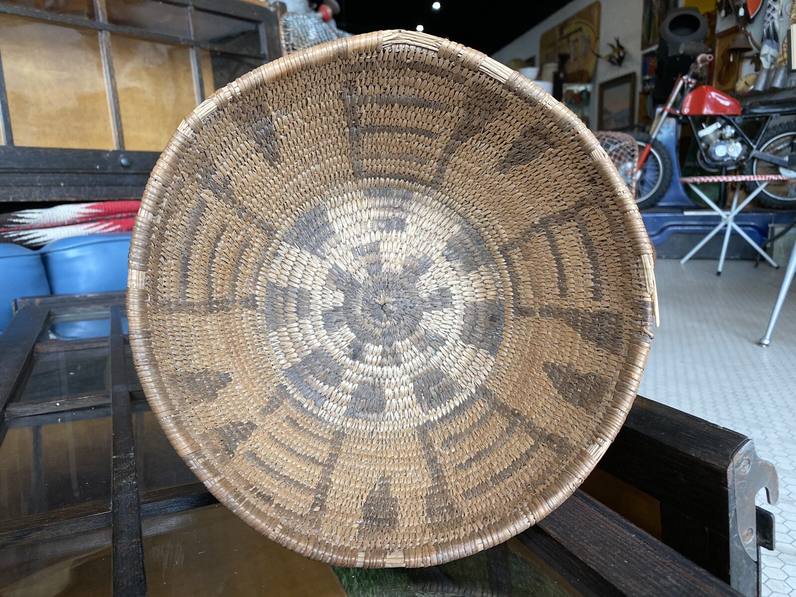 Vintage antique Native American Pima  Akimel Oʼodham Basket nice design 9.5x5