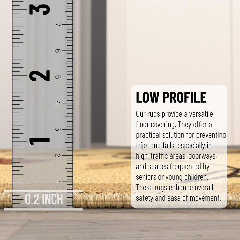 Ottohome Collection Non-Slip Rubberback Floral Leaves 2X5 Indoor Runner Rug, 1 F