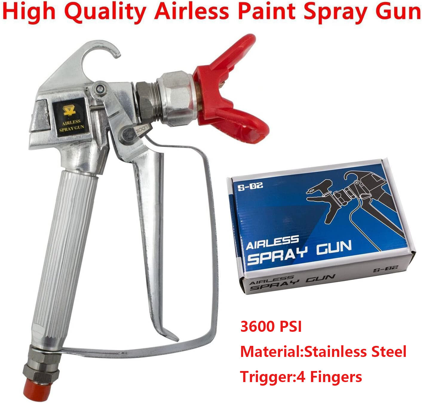 50ft Airless Paint Sprayer Hose Kit Spray Gun,1/4" Swivel Joint 3600psi w/517Tip