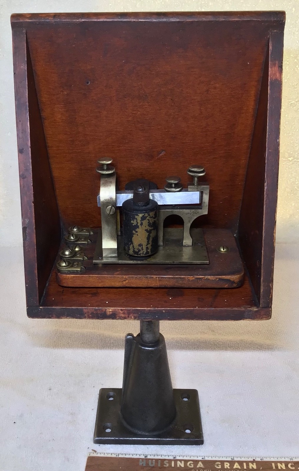 vintage ~BUNNELL old railroad TELEGRAPH RESONATOR hood BOX + SOUNDER~ morse code