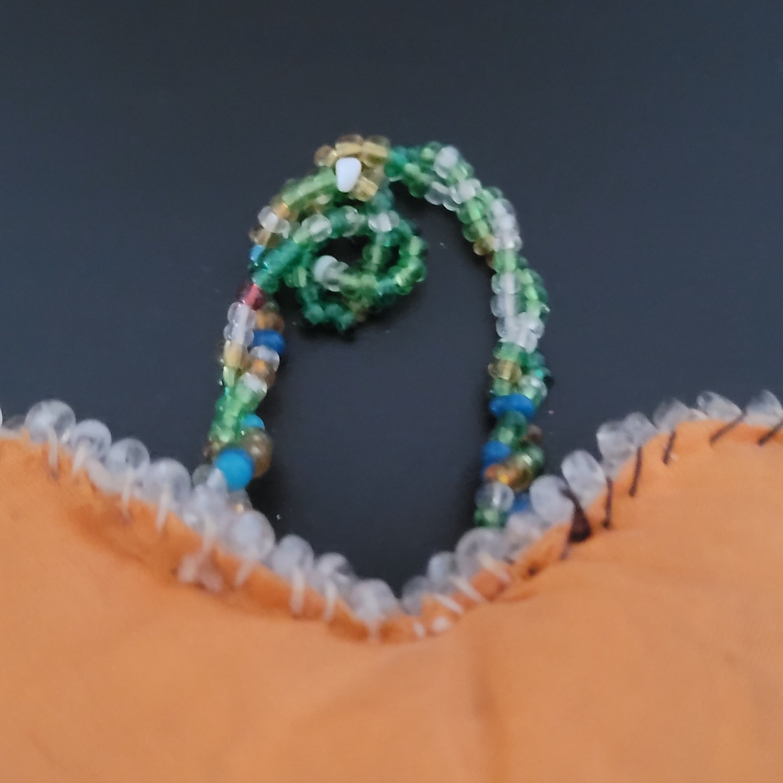 Antique 1903 Native American Beaded Heart Shaped Pillow Iroquis 5.5" x 5"