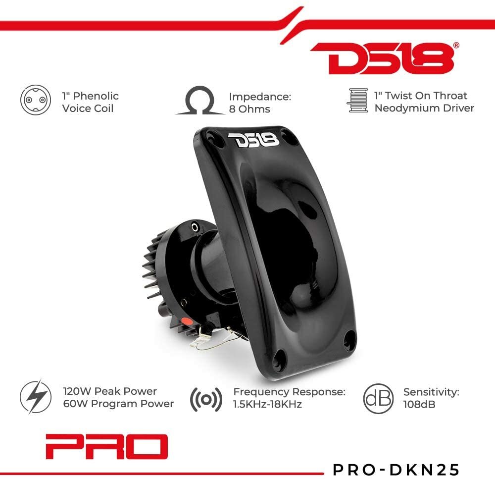 DS18 PRO-DKN25 1" Neodymium Driver with Aluminum Horn, 120W Max, 8 Ohms