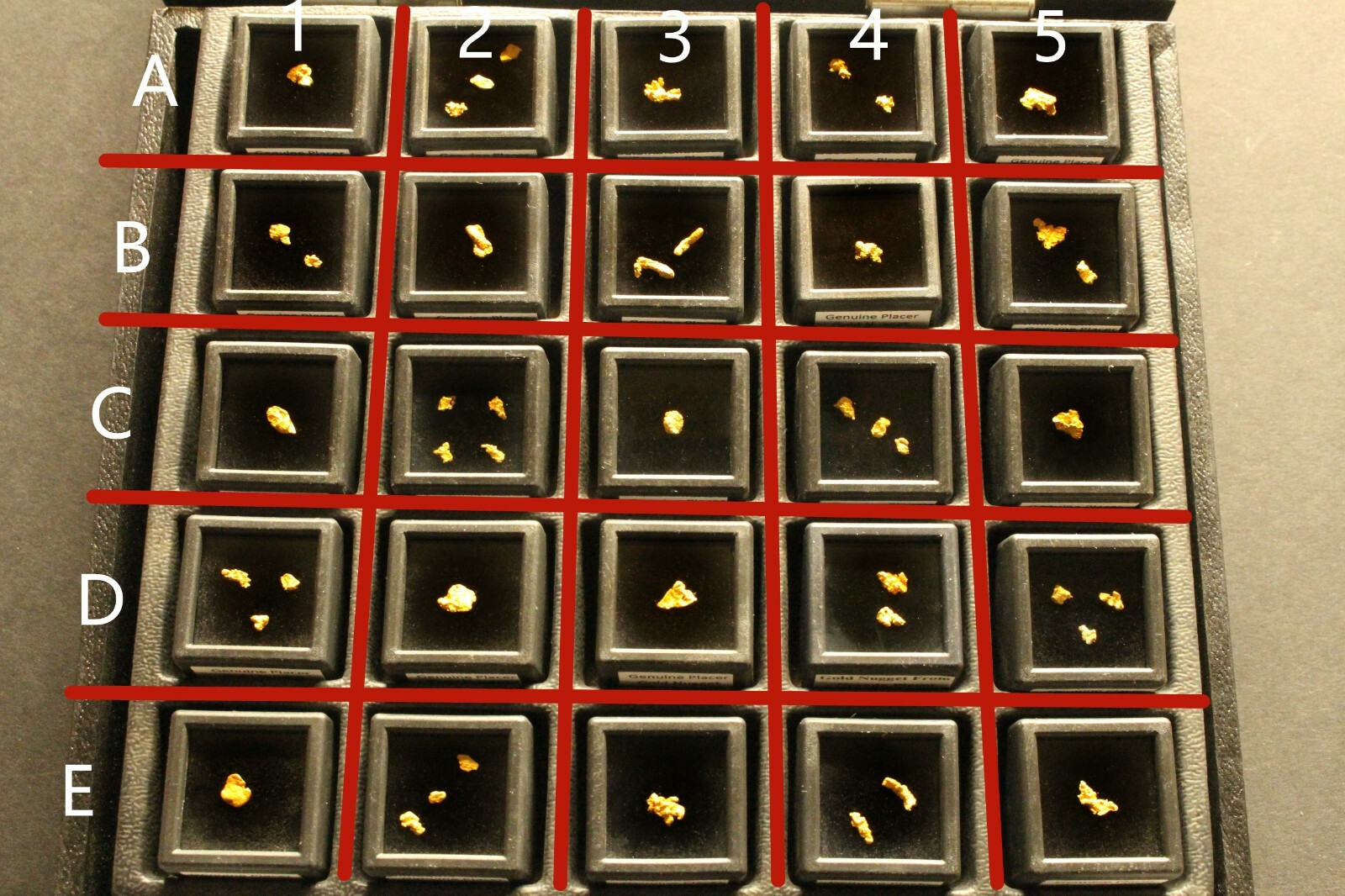 small Gold nuggets in box 3-4 grains Gold each box.Minimum order is 2,or buy all