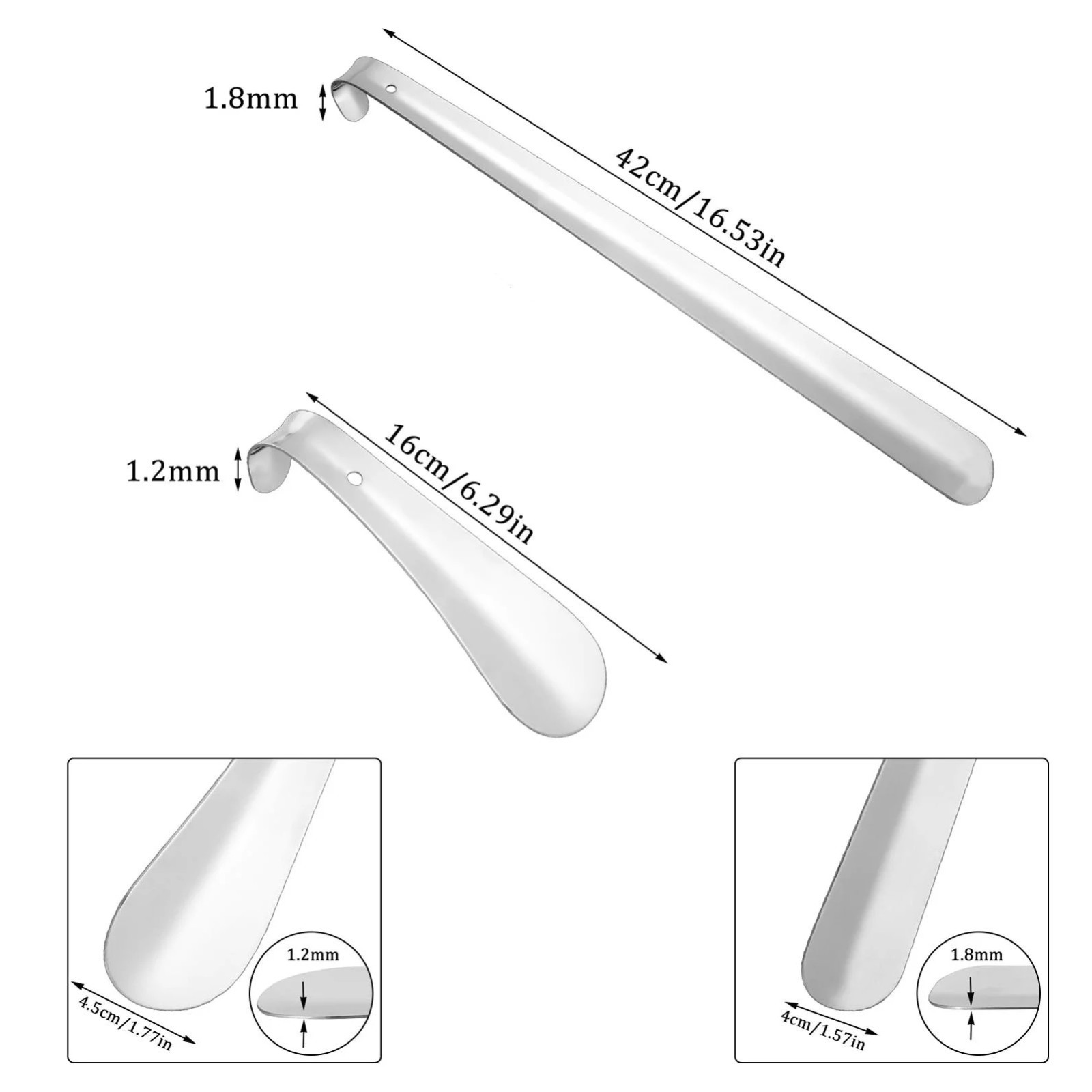 Extra Long Handle Shoe Horn Stainless Steel Handled Metal Shoehorn Horns New