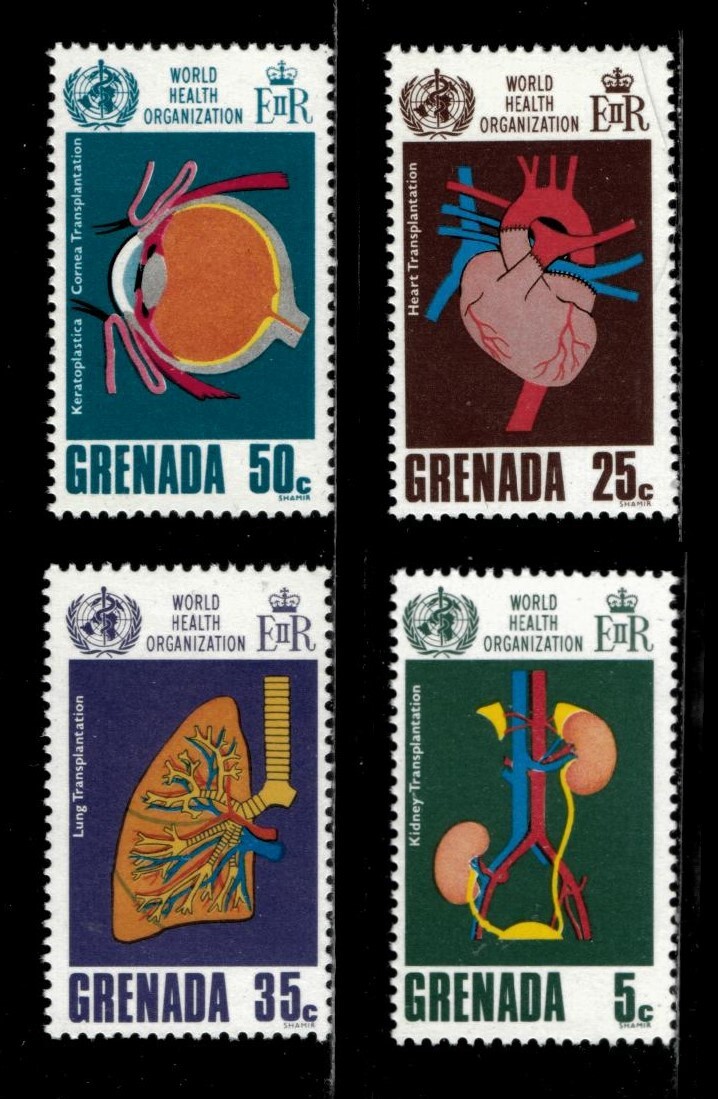 Grenada 1968 - UN World Health Org, Transplants - Set of 4v - Scott 286-89 - MNH