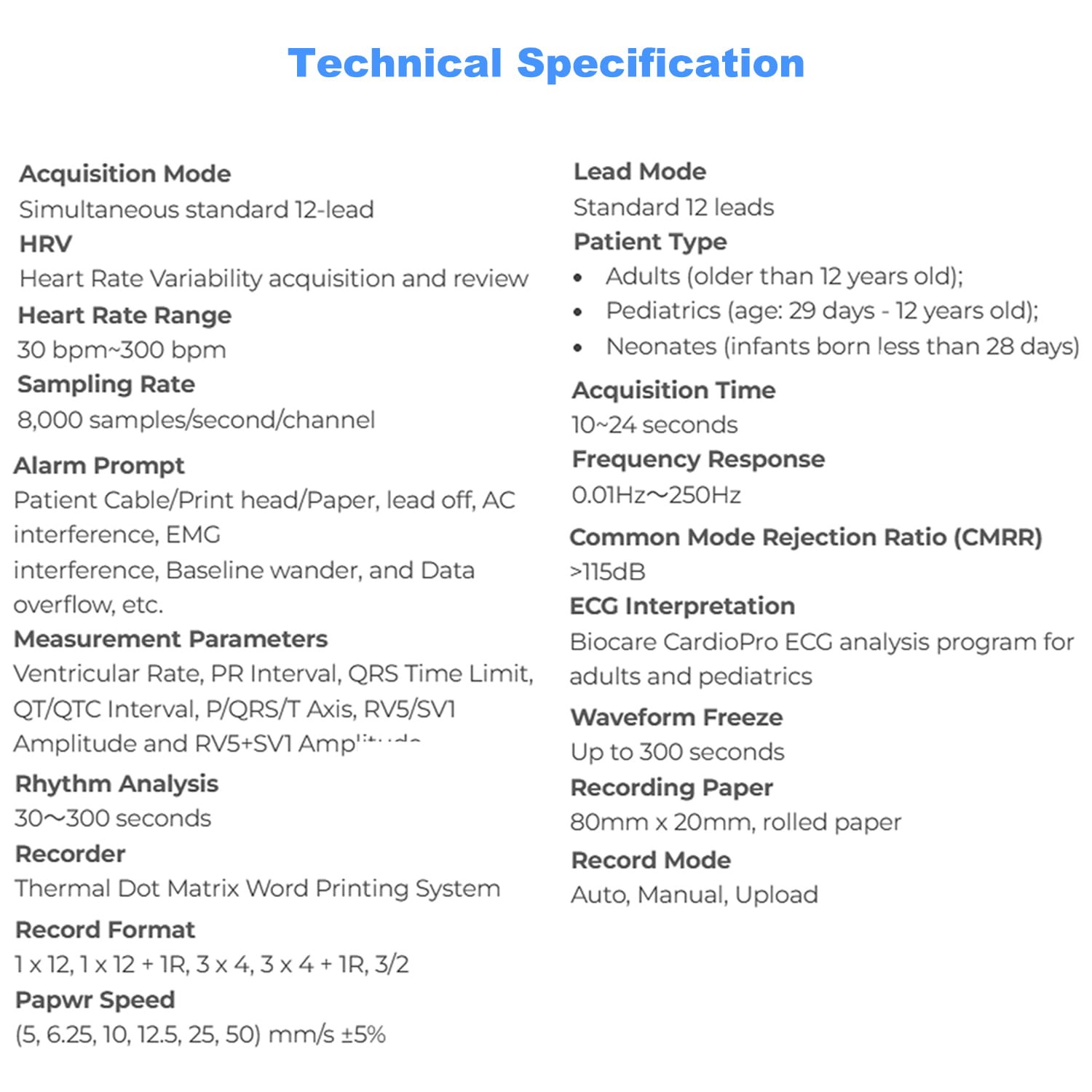 Professional Portable 12-Lead EKG Machine 3-Channel ECG with Analysis & Printer