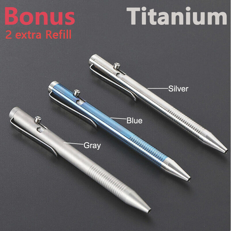 TC4 Titanium Alloy Bolt Action Pocket Ballpoint Pen Signature Pen Outdoor EDC