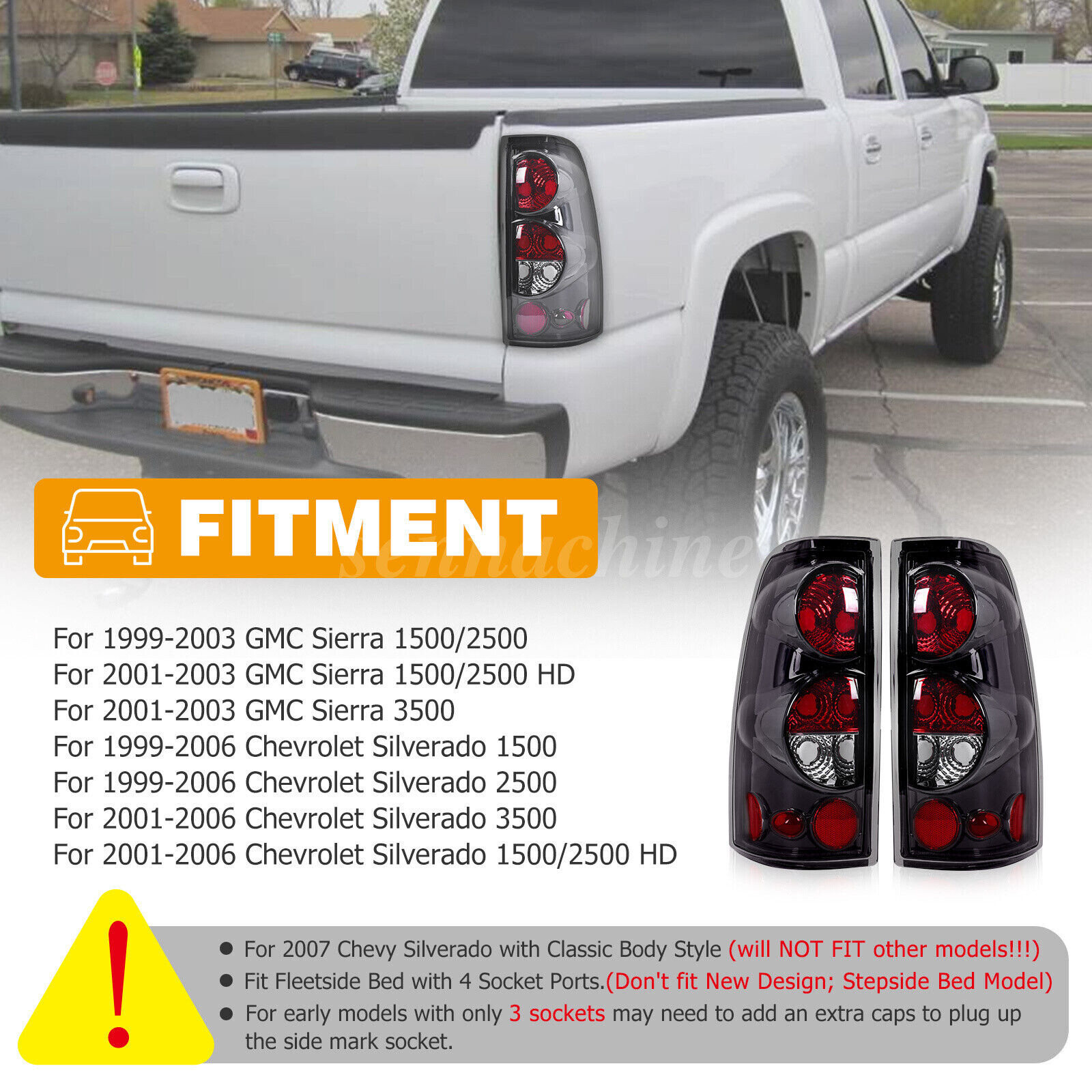 Pair Tail Lights Rear Brake Lamps L+R For 99-06 Chevy Silverado 1500 2500 3500