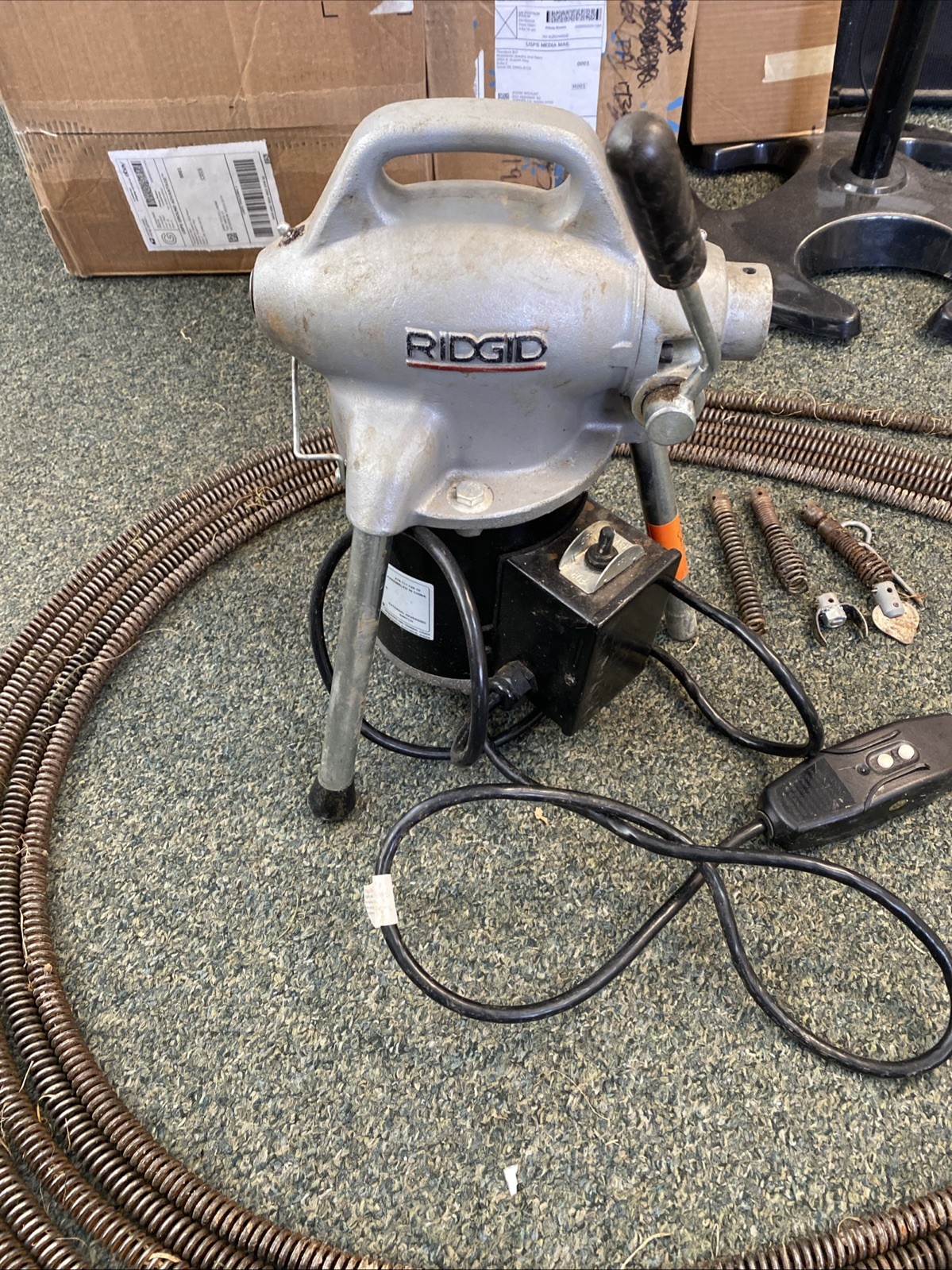 RIDGID K-50 Sectional Drain Cleaning Machine 110V w/Cable and Auger Bits TESTED