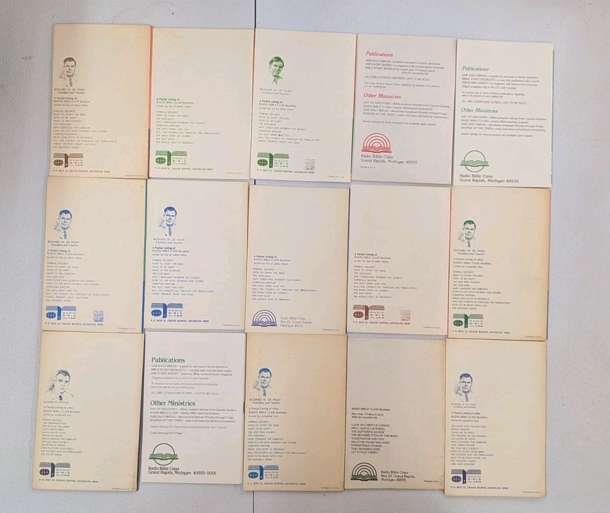Lot of 23 Richard W. DeHaan Radio Bible Class Booklets