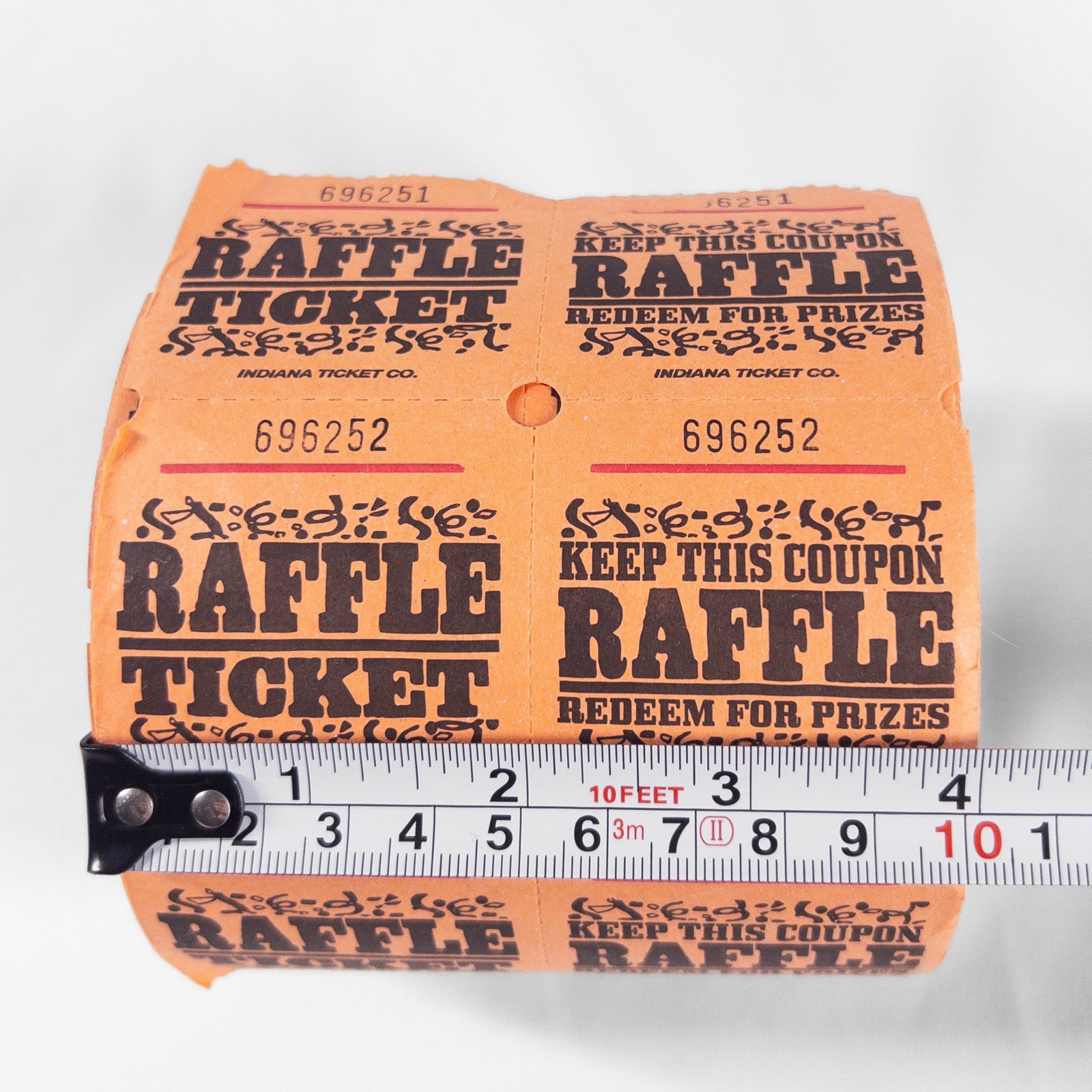 Marquee Double Roll Raffle Tickets Orange - Indiana Ticket Co.