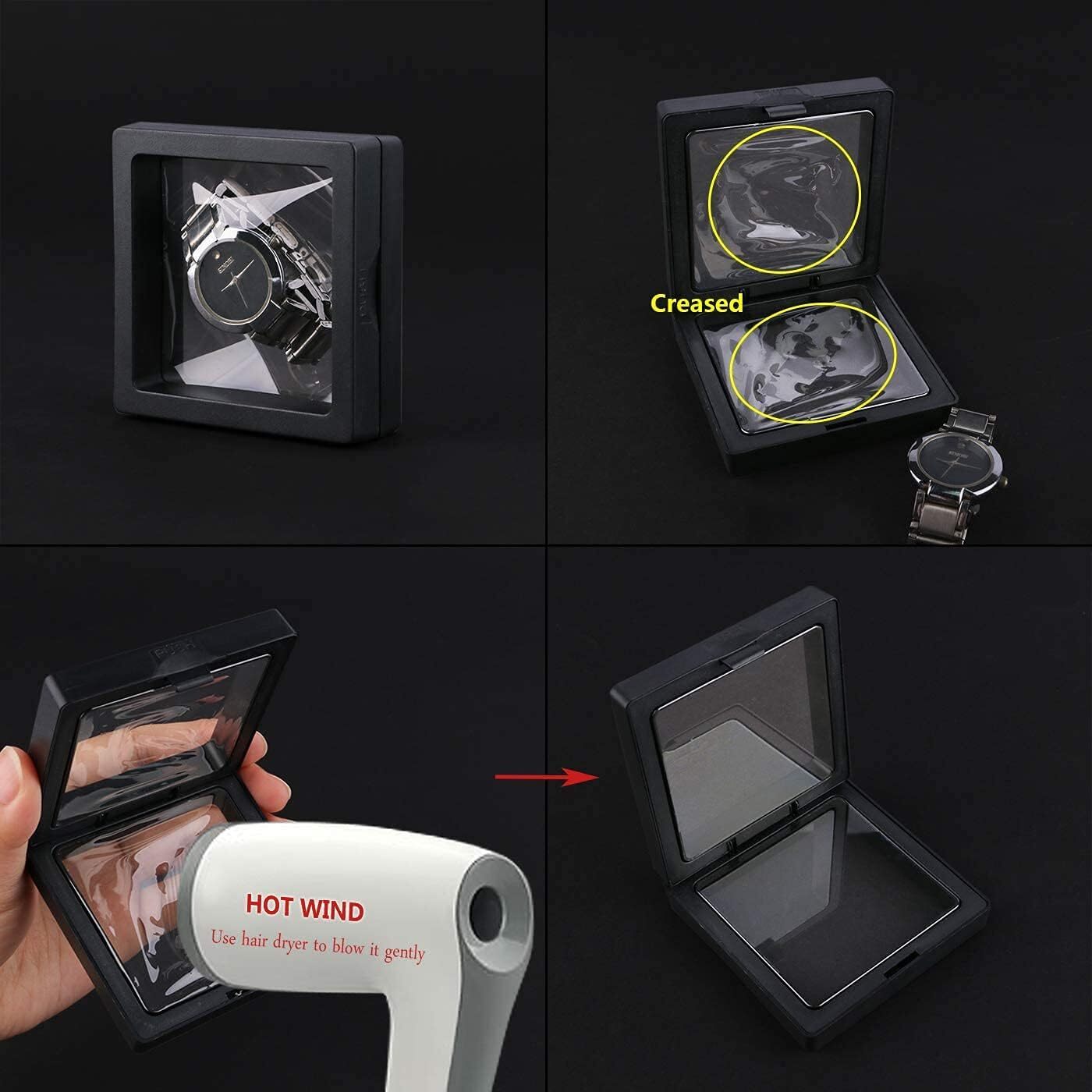 30 3D Floating Case Box Coin Display Frame Stand Holder Jewelry Specimen Collect