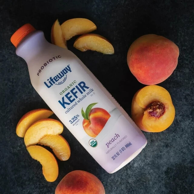 3 Pack Lifeway’s Organic Peach Kefir Lactose-Friendly Probiotic Drink Size 32 oz