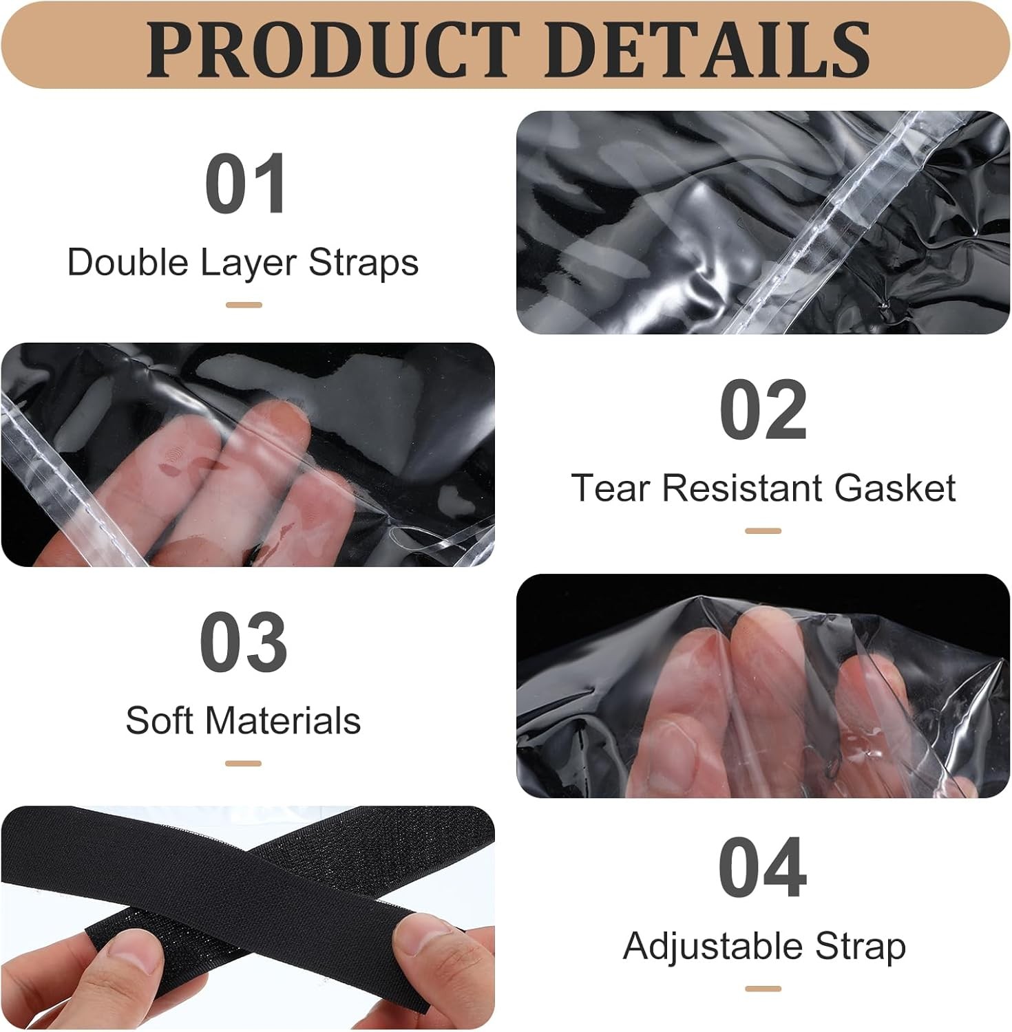 4 Pack Clear Plastic Chair Covers PVC Dining Seat Protectors Adjustable Strap